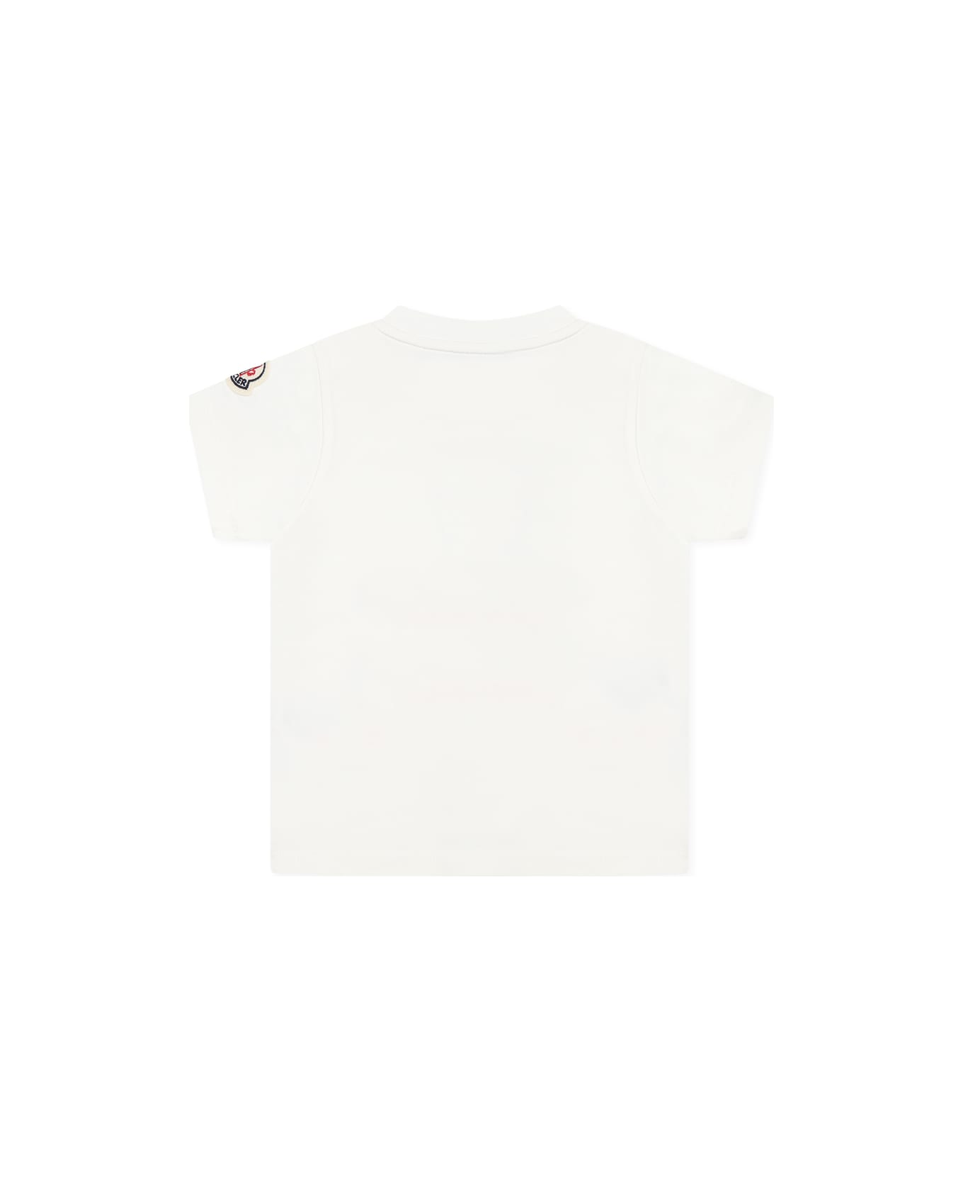 Moncler White T-shirt For Baby Girl With Logo - White