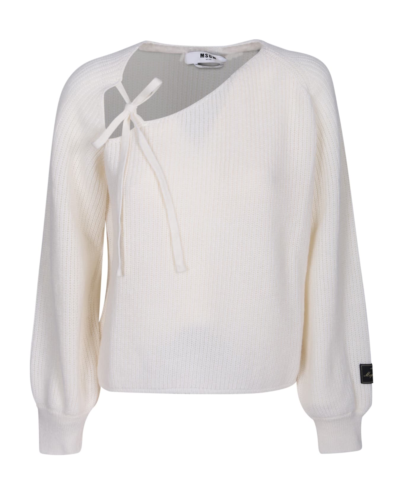 MSGM Knot Detail White Sweater - White