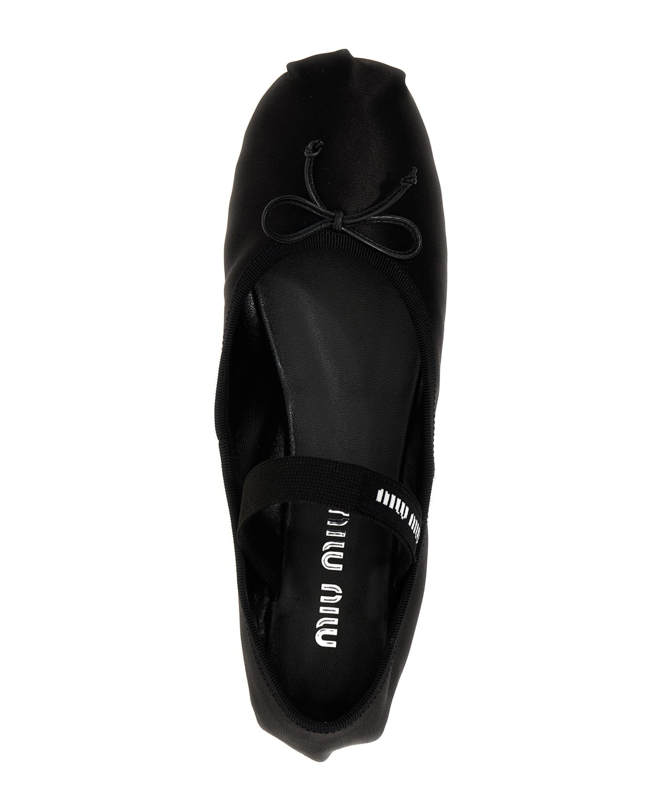 Miu Miu Logo Ballet Flats - Black