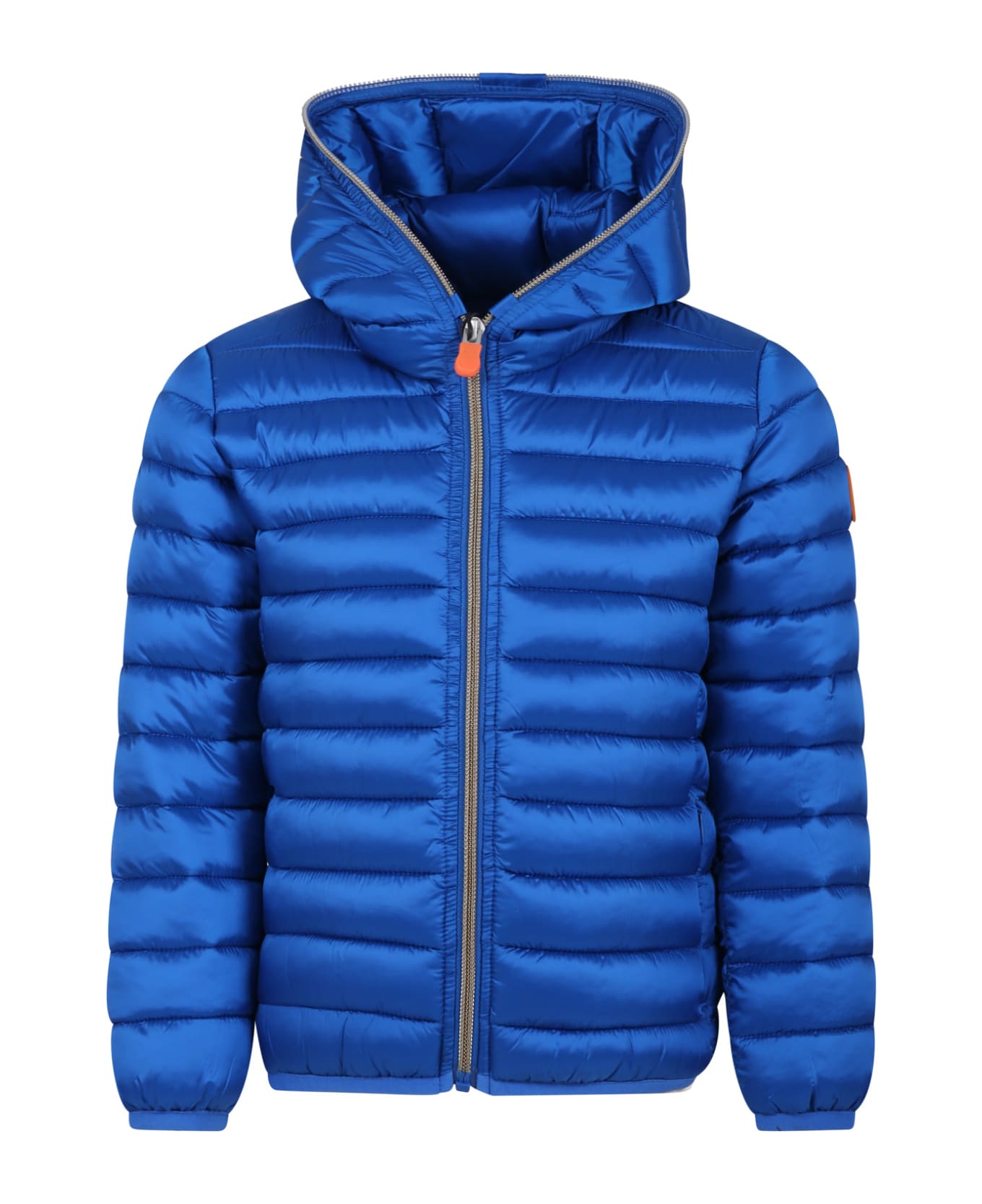 Save the Duck Blue Down Jacket Iris For Girl With Logo - Blue