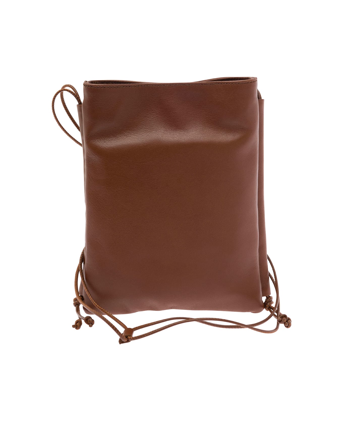 Hereu 'trena' Brown Flat Square Crossbody Bag In Handwoven Leather Woman - Brown バックパック