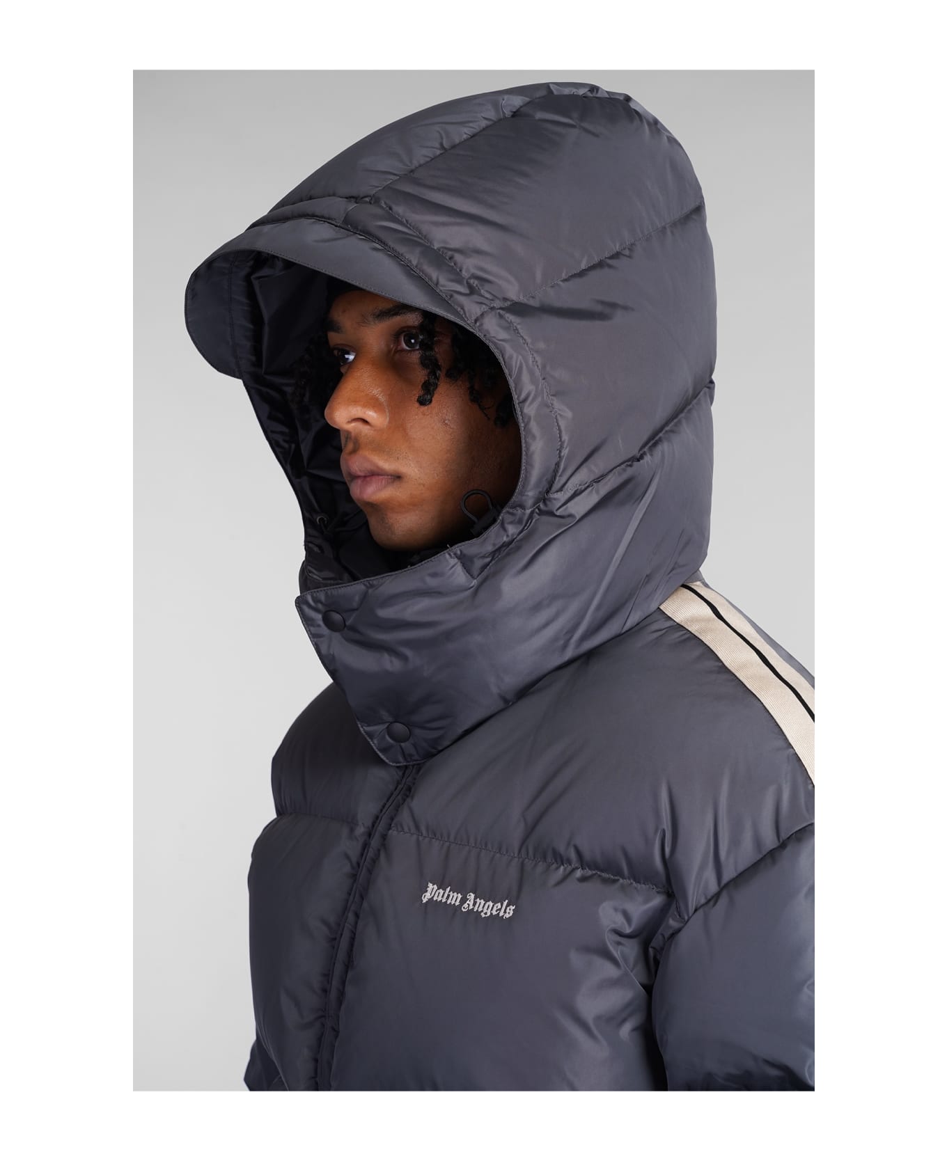 Palm Angels Puffer In Grey Polyamide - DARK GREY OFF WHITE