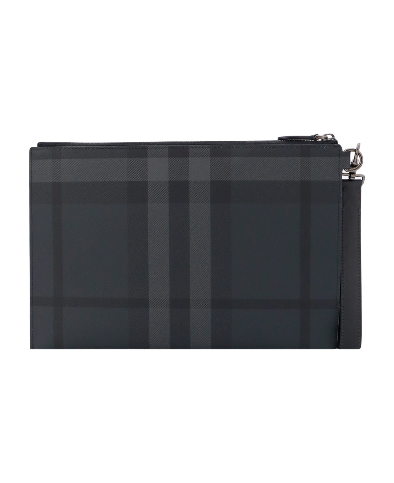 Burberry Check Large Pouch - Grey