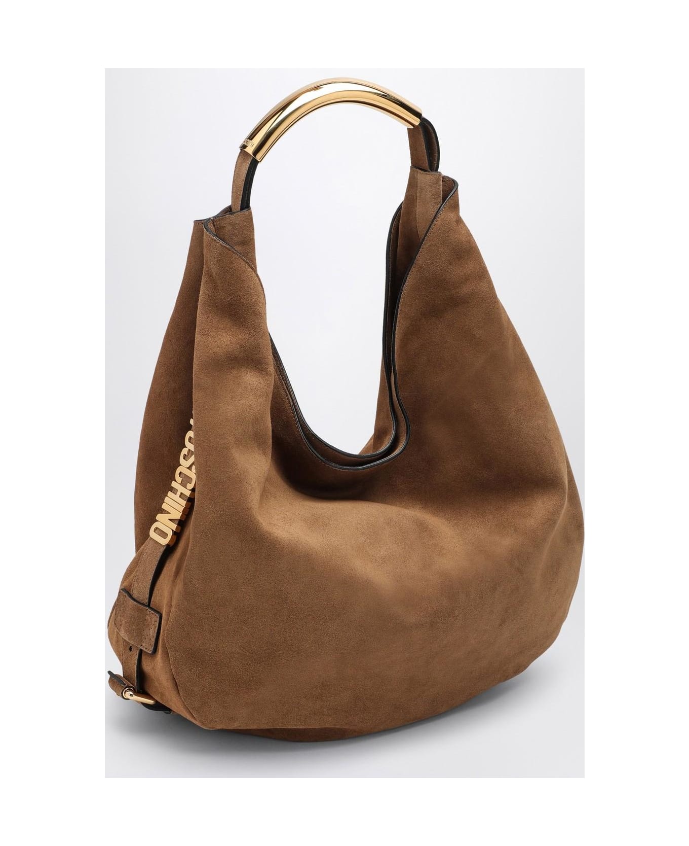 Moschino Slouchy Marorne Shoulder Bag In Suede - Marrone