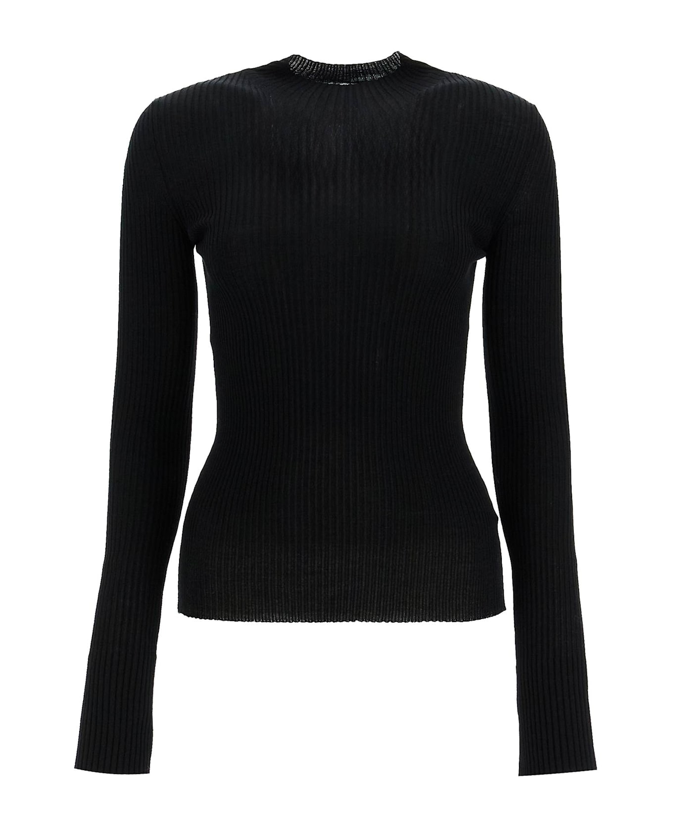 Mrz Ribbed Wool Top With A High - NERO (Black)