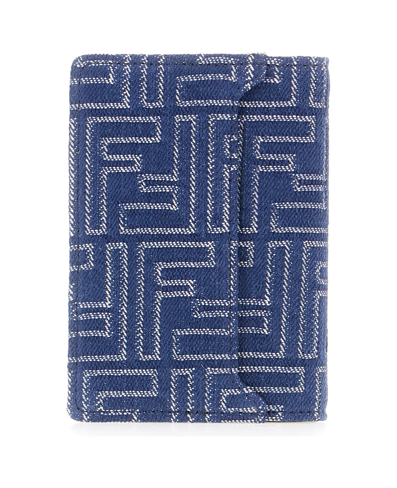 Fendi Embroidered Fabric Wallet - BLU DENIM