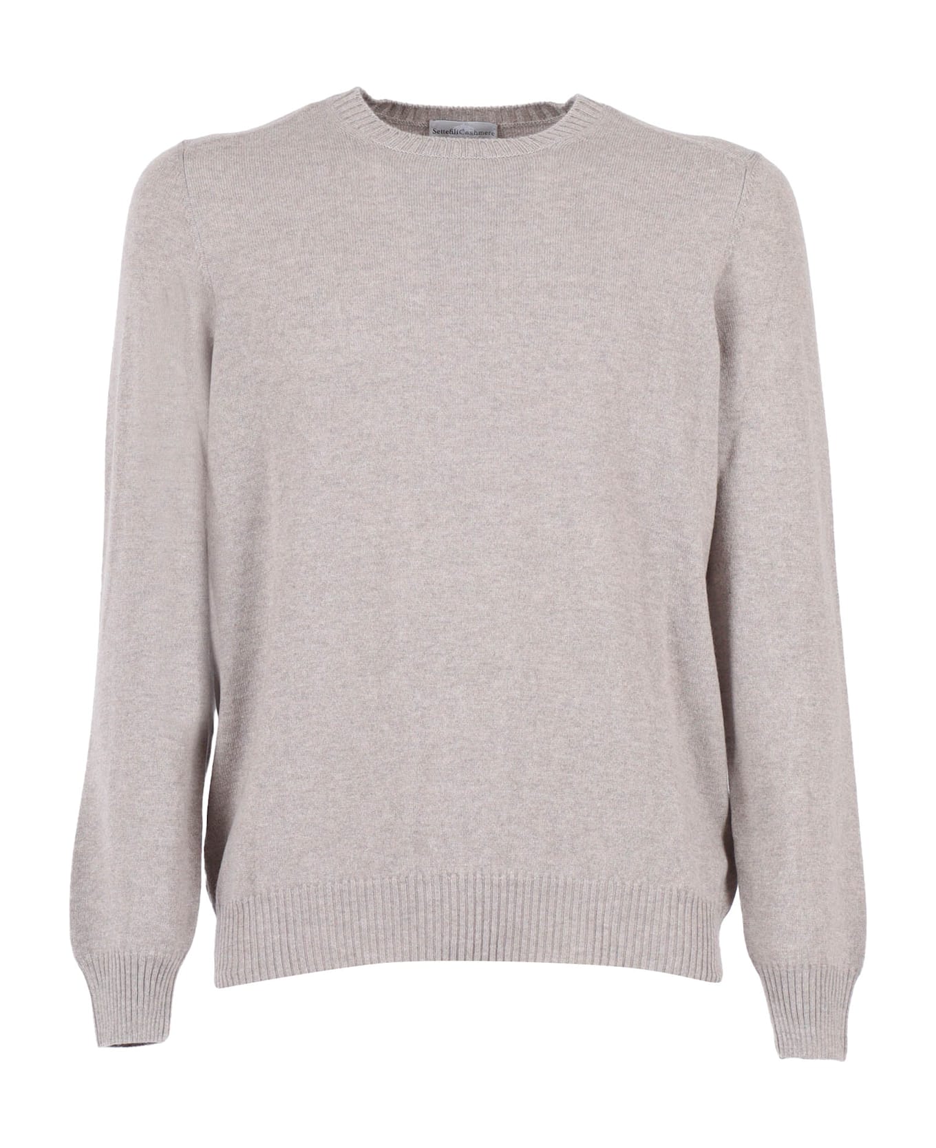 Settefili Cashmere French Shoulder Crew Neck Slim - BEIGE