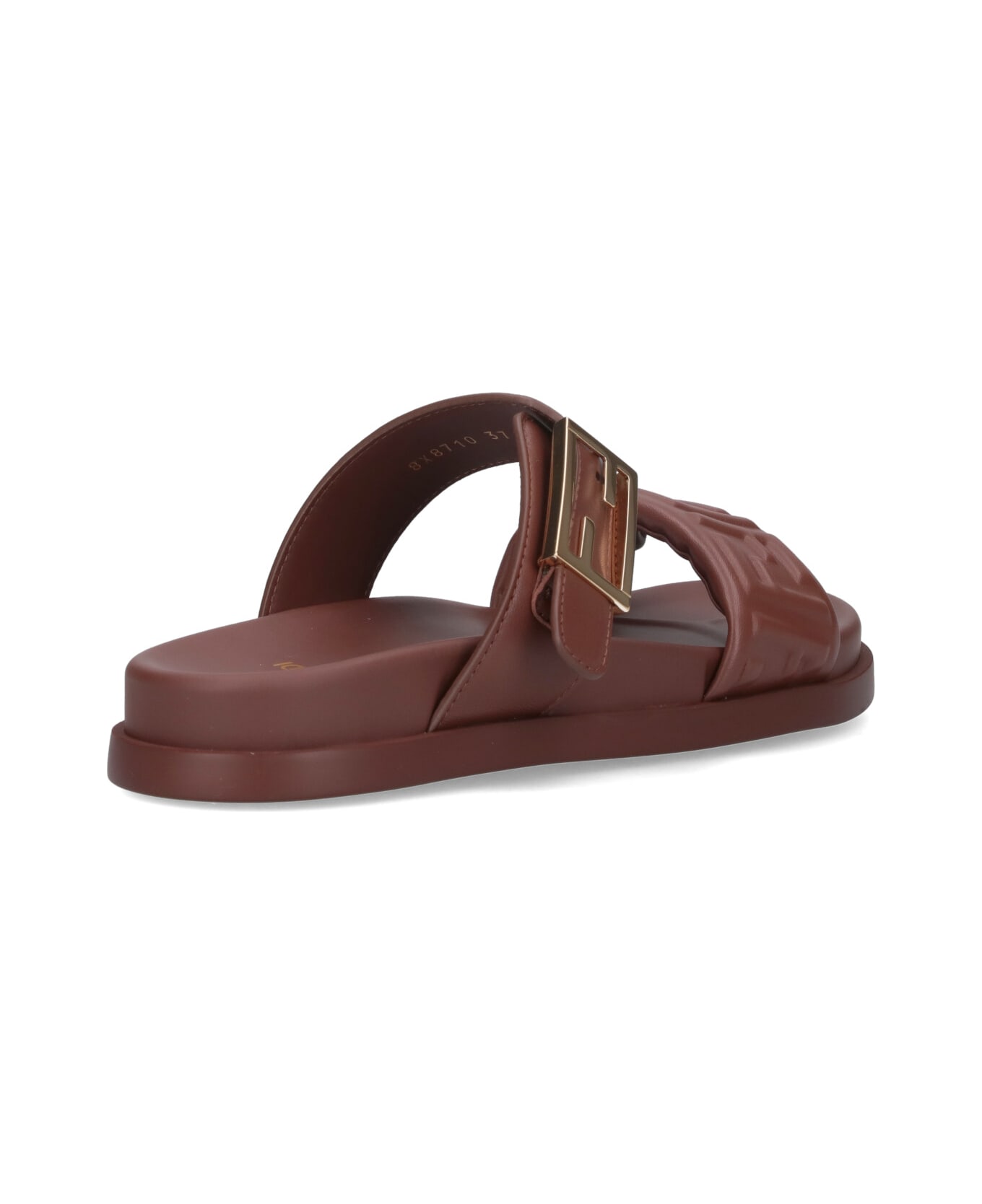 Fendi 'feel' Slide Sandals - Jlk Brown+brown