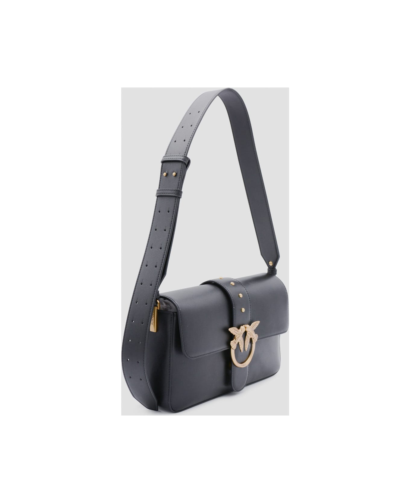 Pinko Black Leather Shoulder Bag - Black