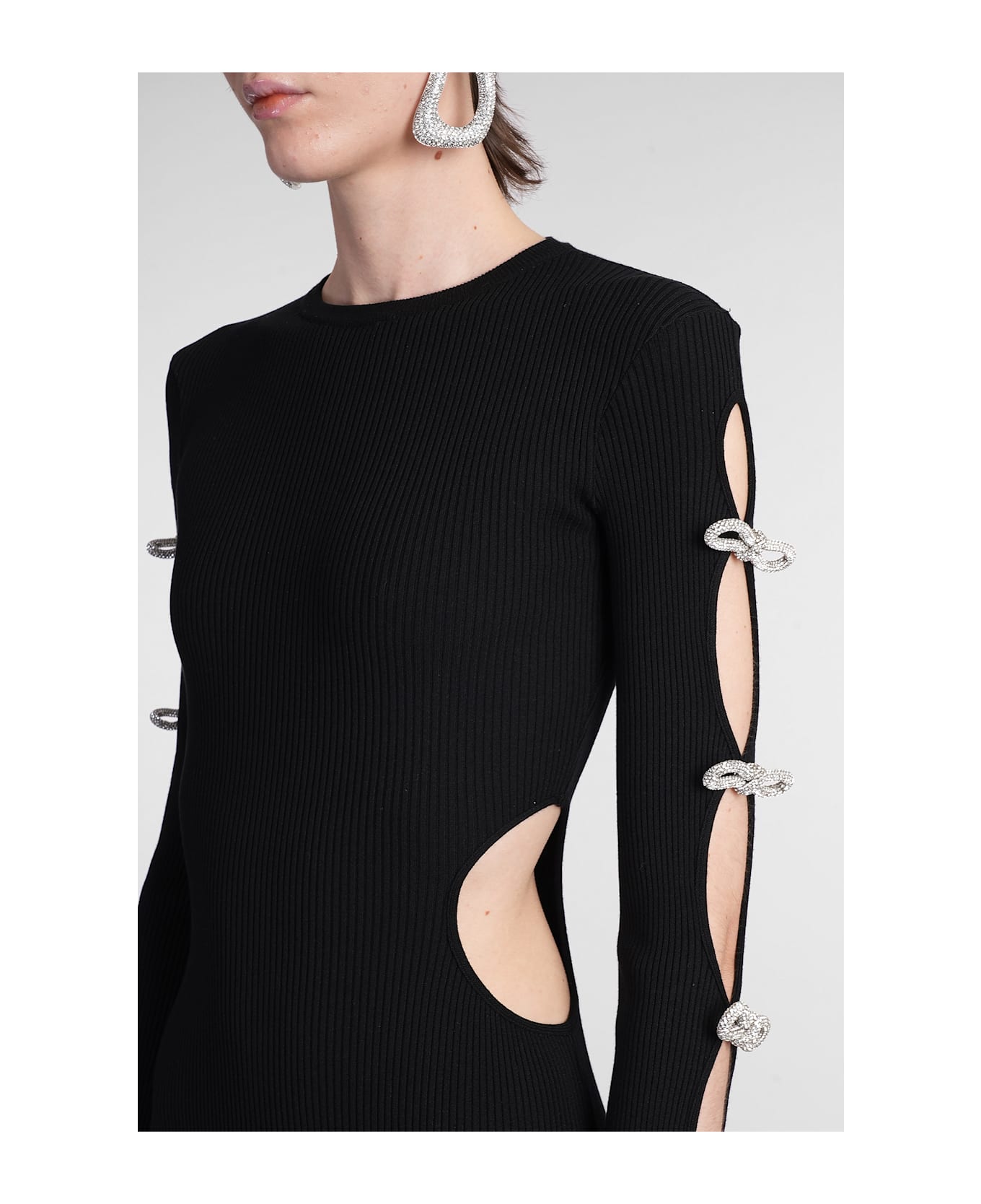 Mach & Mach Long Dress In Black Cotton - black