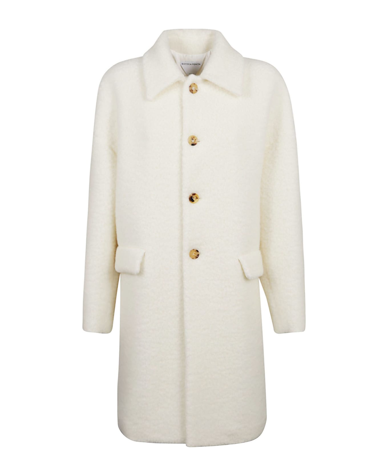 Bottega Veneta Fur Applique Buttoned Coat - White