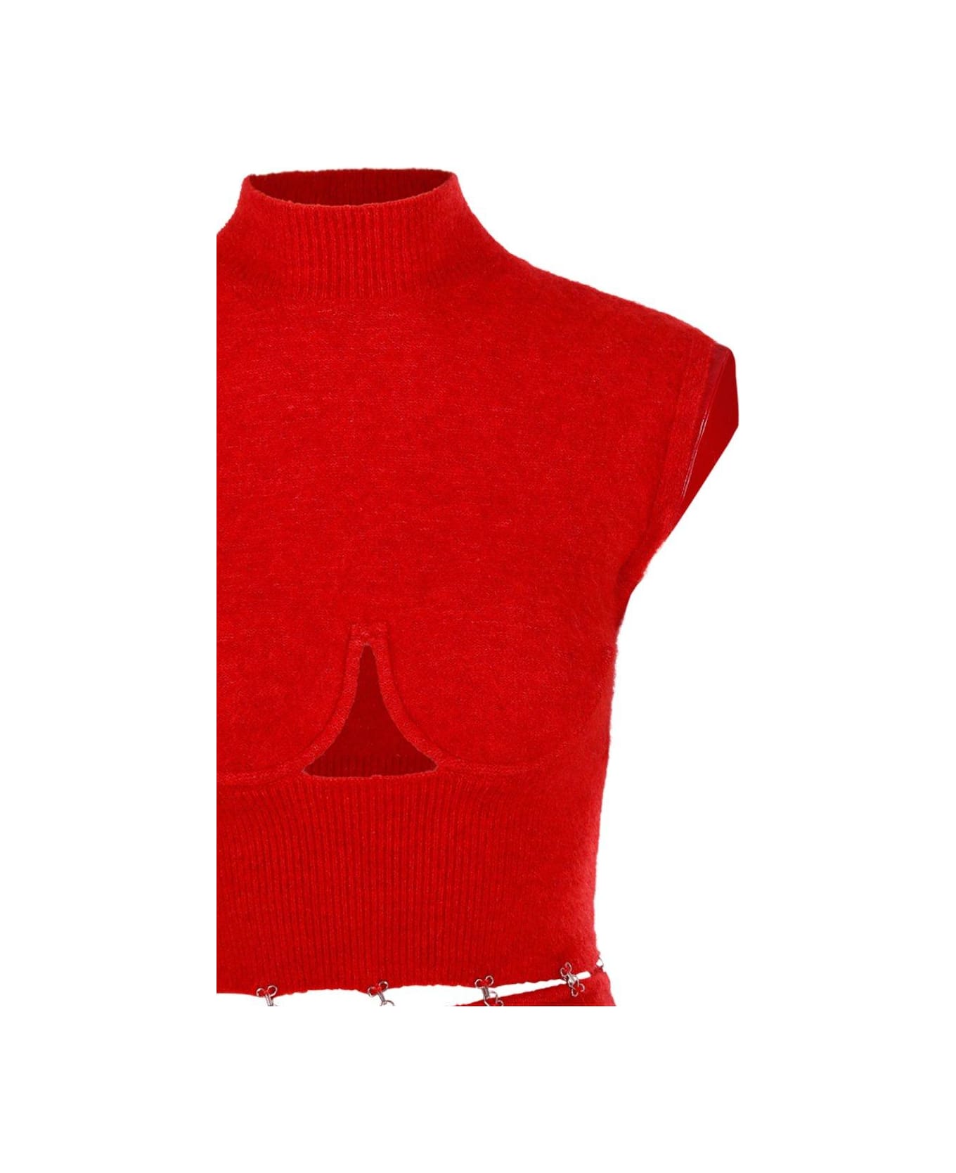 SportMax Cut-out High Neck Dress - ROSSO