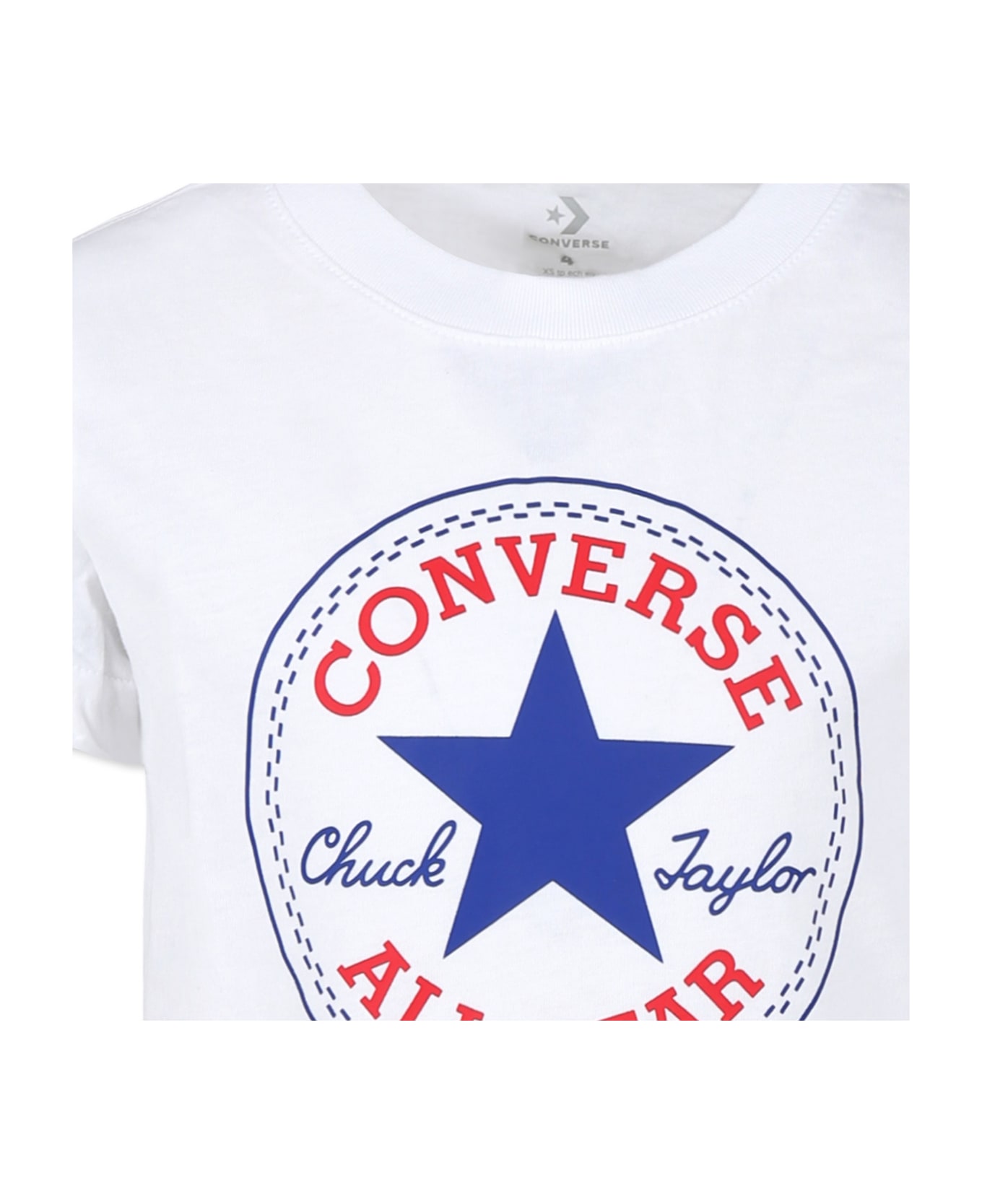 Converse White T-shirt For Kids With Logo - White
