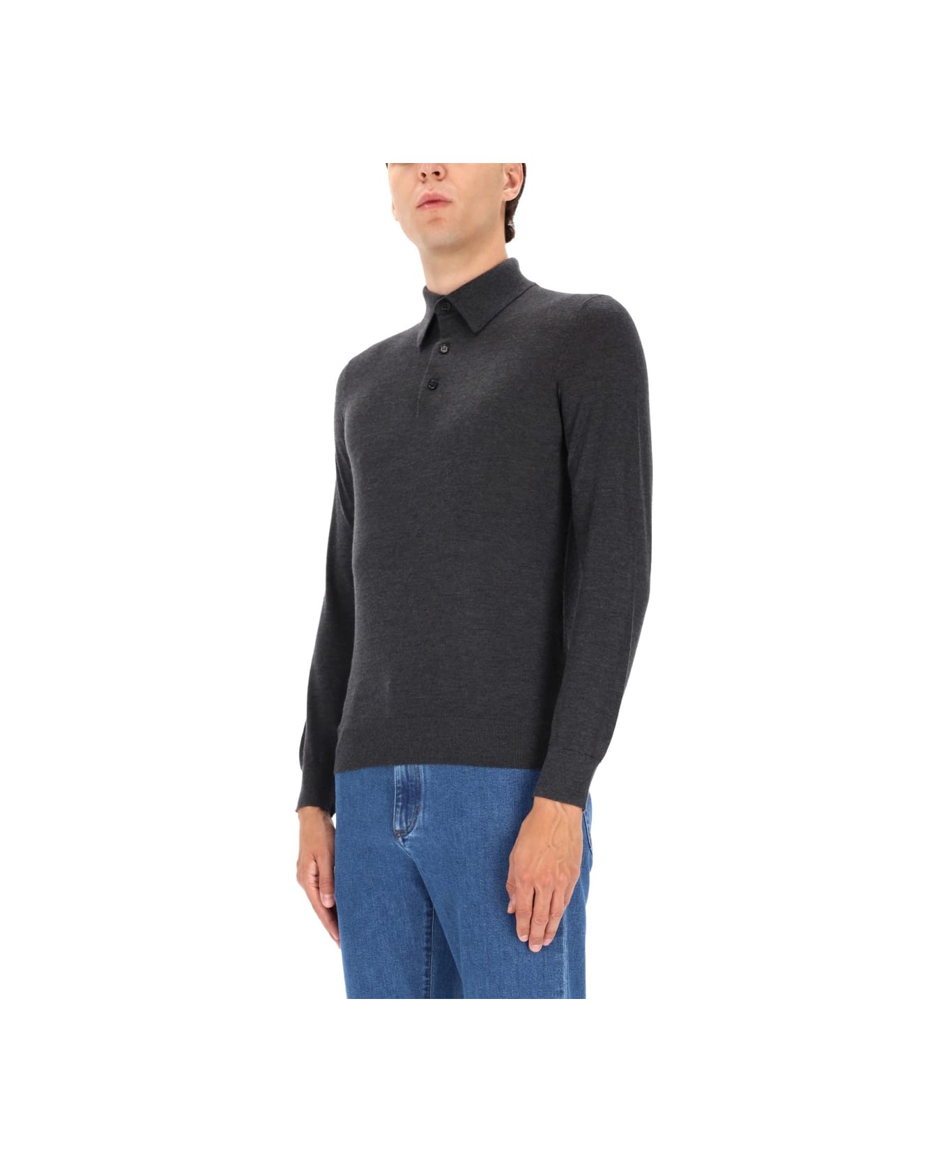 Zegna Cashmere Polo Shirt - CHARCOAL