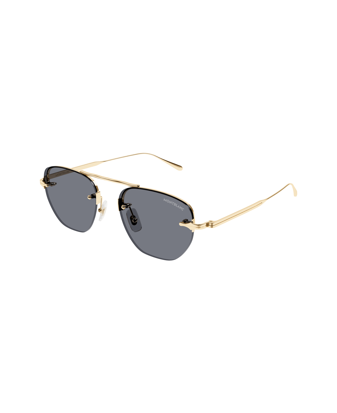 Montblanc Mb0404s Linea Nib 001 Gold Grey Sunglasses - Oro