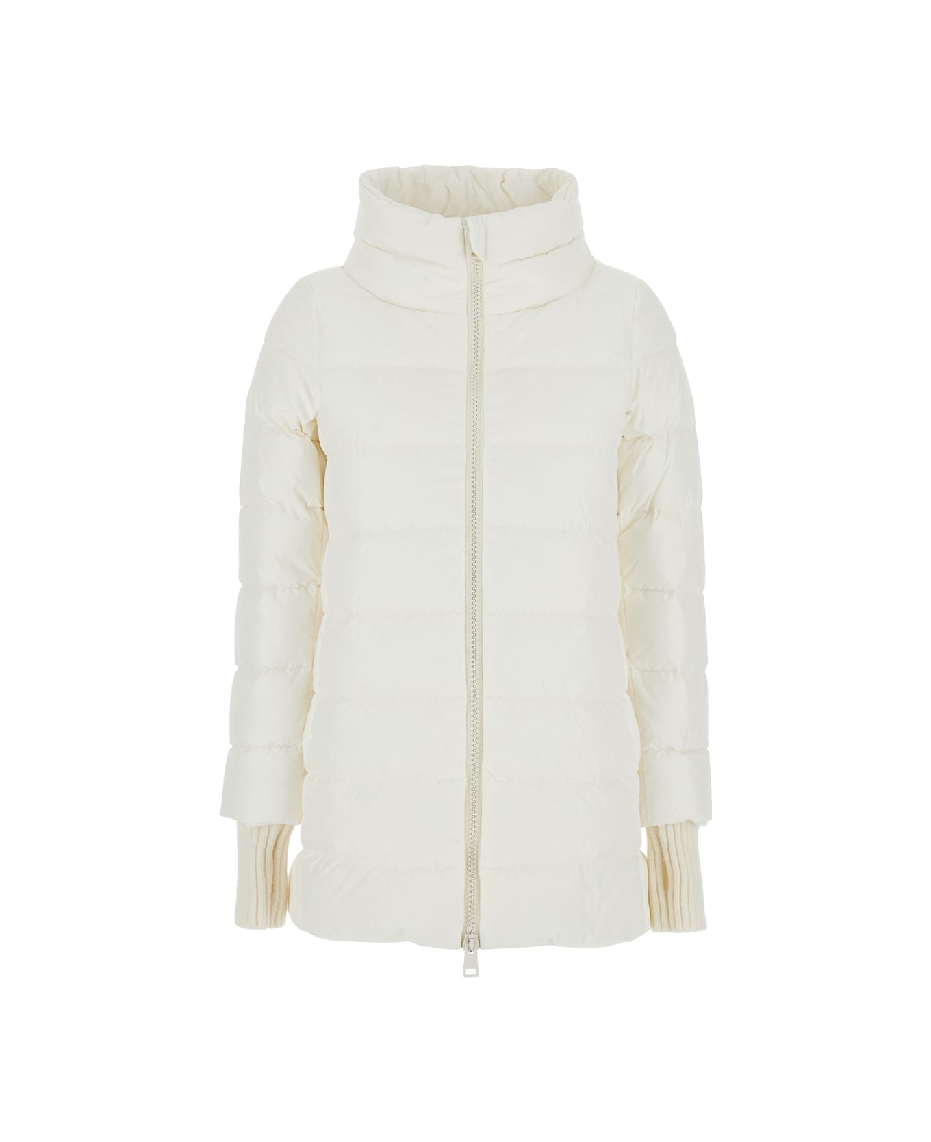 Herno White Down Jacket With Drawstring Hood In Tech Fabric Woman - bianco
