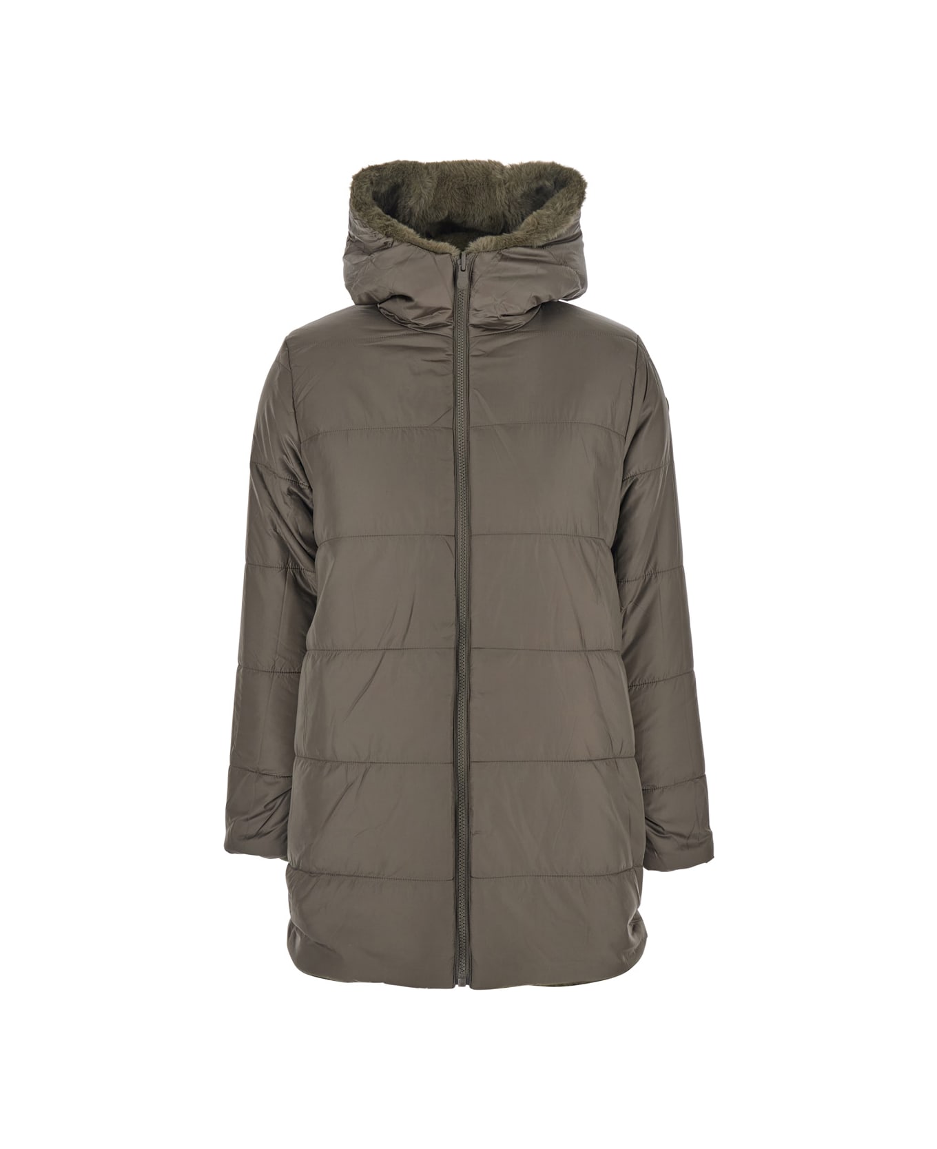 Save the Duck 
bridget
 Brown Reversible Jacket With Front Zip Closure In Ecofur Woman - Brown