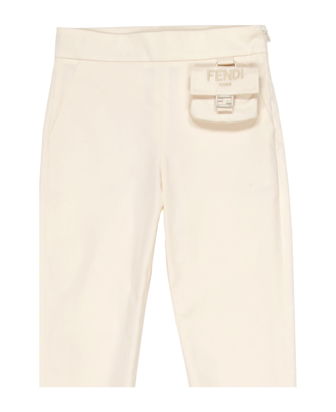 Fendi Beige Tapered Trousers With Back Logo - Brown