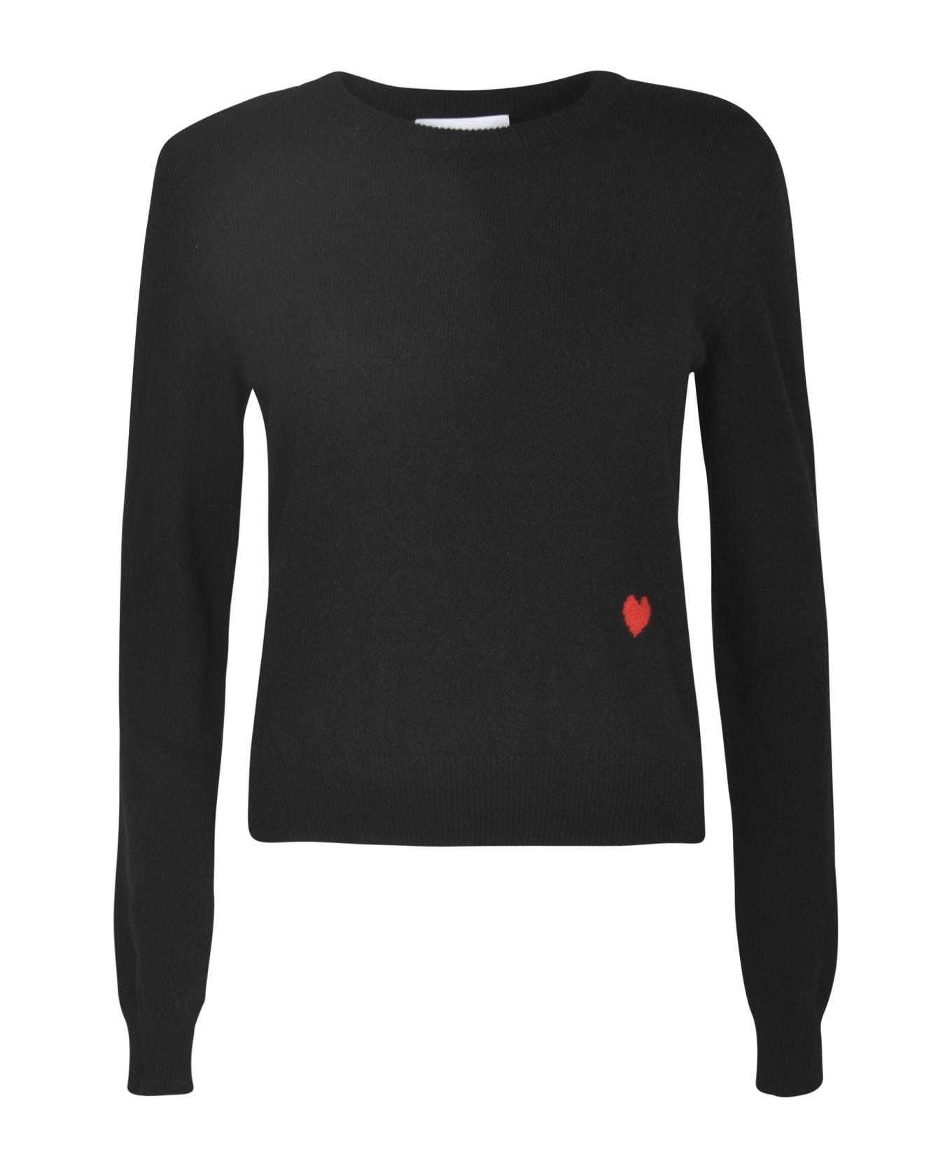 Moschino Heart Logo Rib Trim Knit Sweater - Black