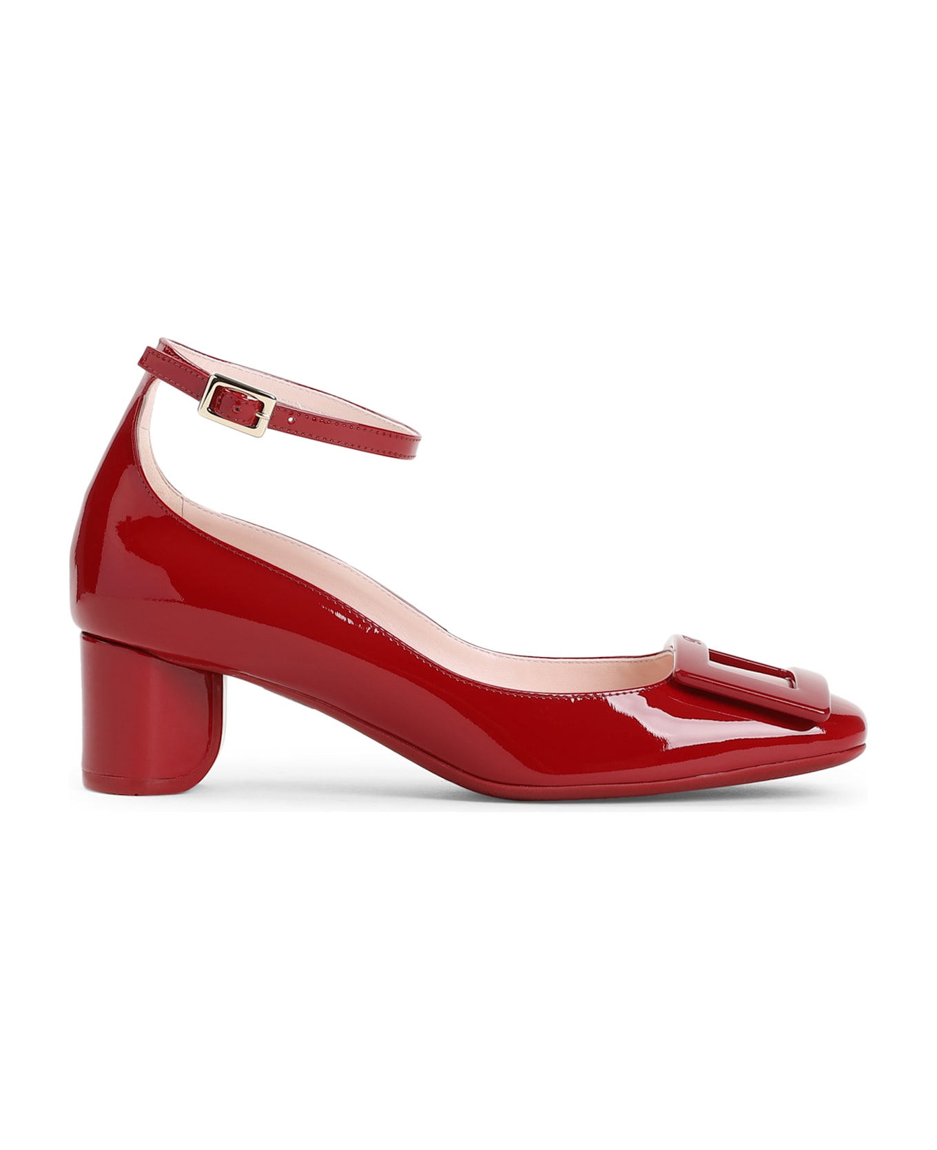 Roger Vivier Roundy Lacquered Ankle Strap Dec 45 Pumps - Rubino Scuro