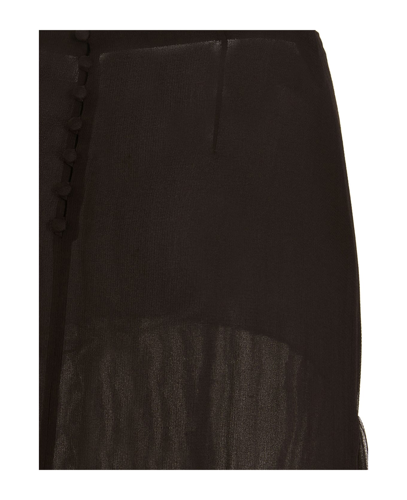 Saint Laurent Flounced Long Skirt - Brown