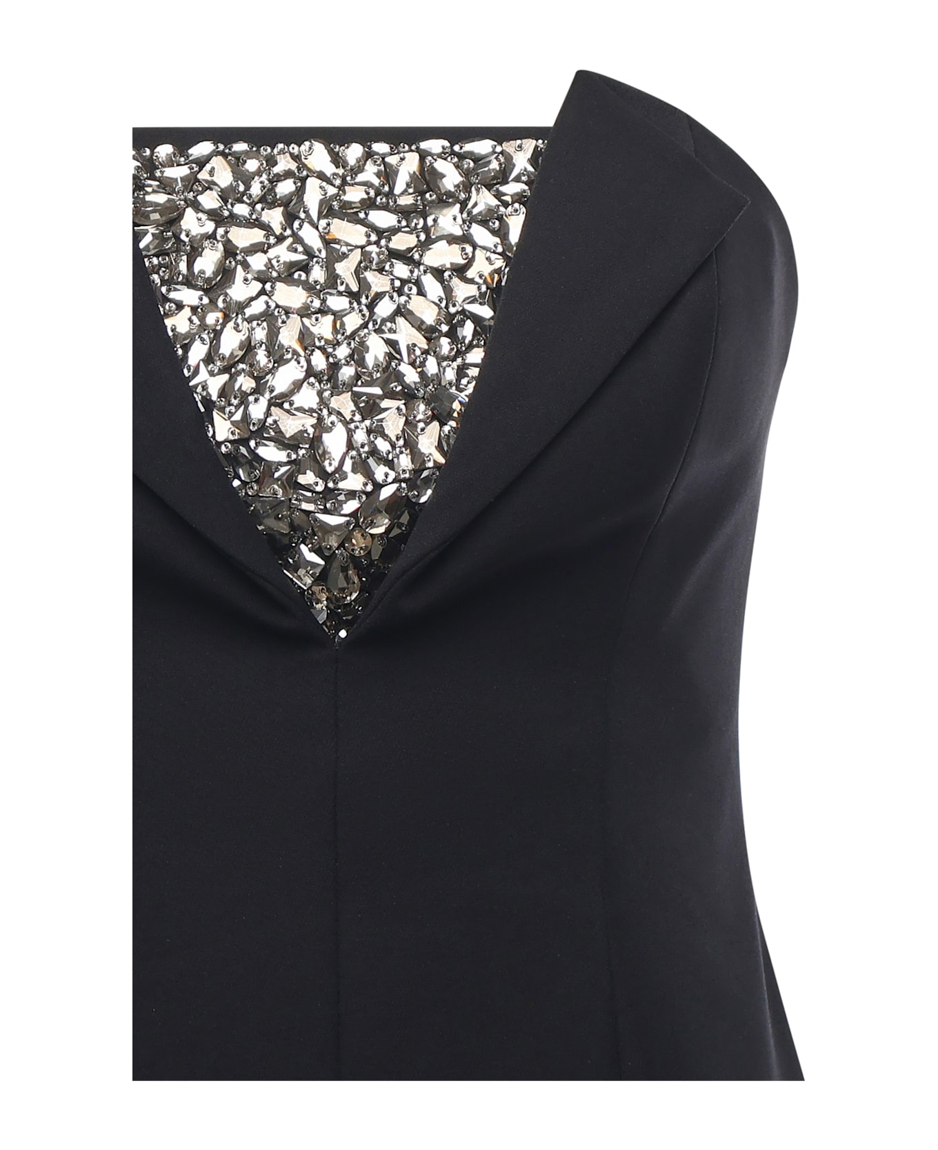 Genny Sheath Dress With Rhinestone Embroidery - Black