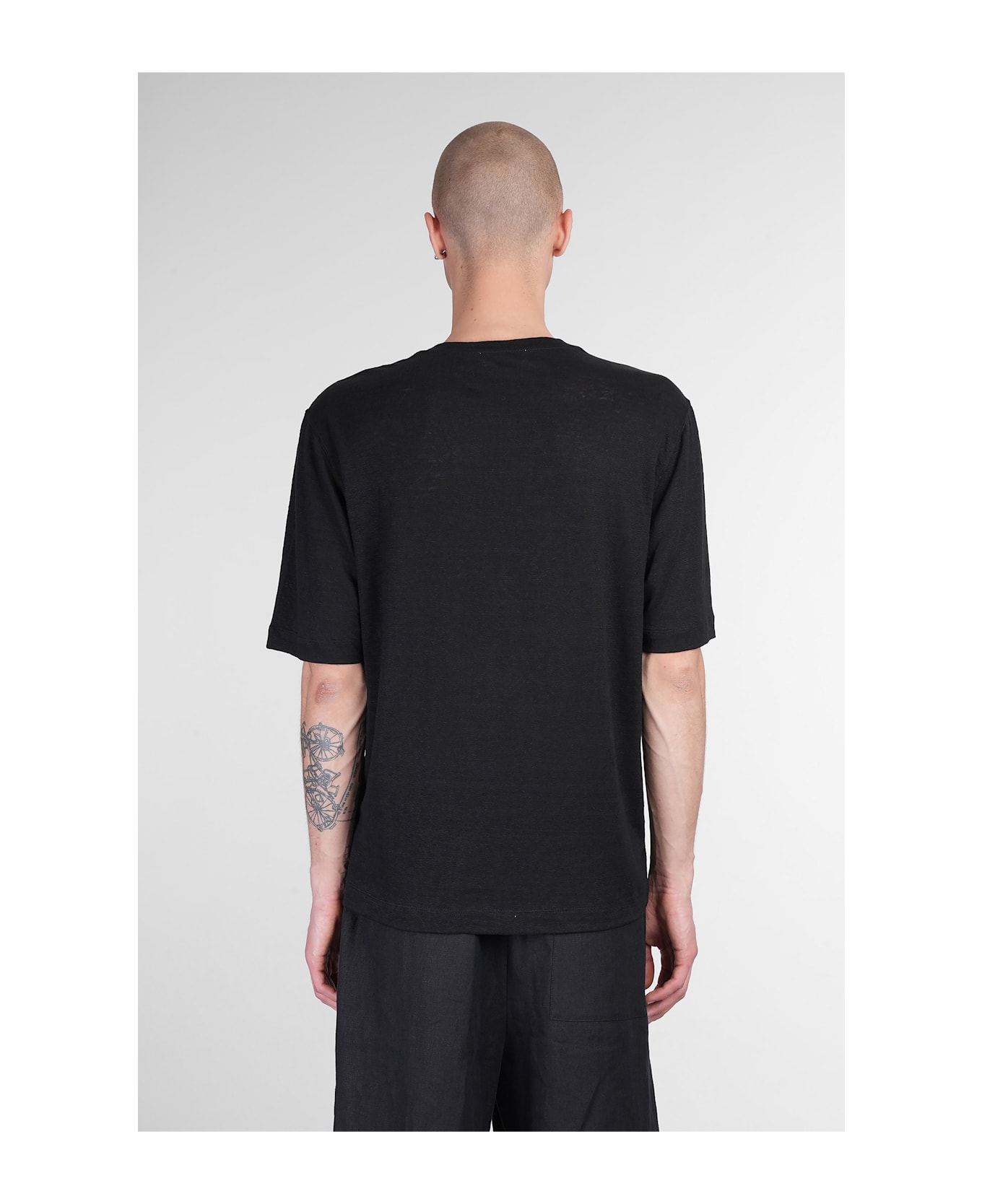 Lardini T-shirt In Black Linen - black