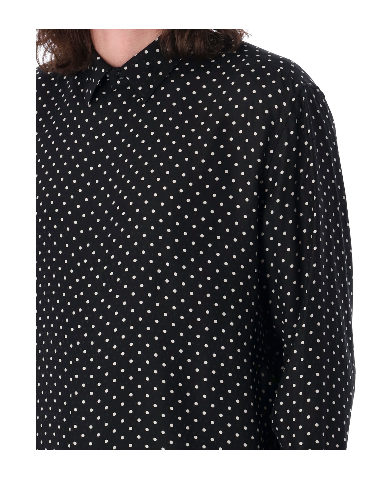 Saint Laurent Shirt Silk Pois Bw - BLACK CRAIE