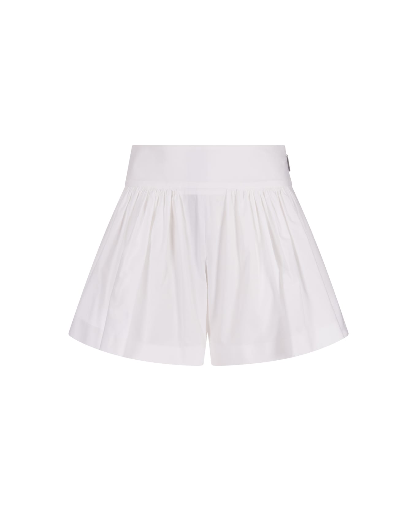 MSGM Flared Shorts In White Poplin - White
