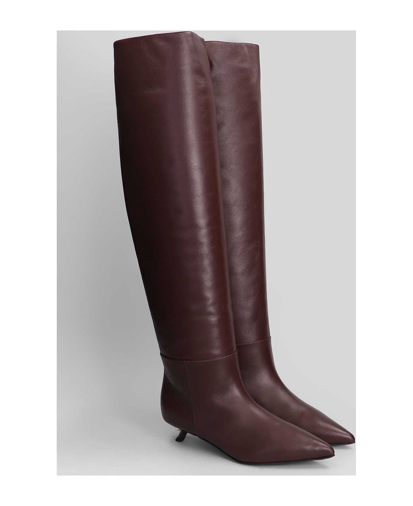 Alevì Debby 035 Low Heels Boots In Bordeaux Leather - bordeaux