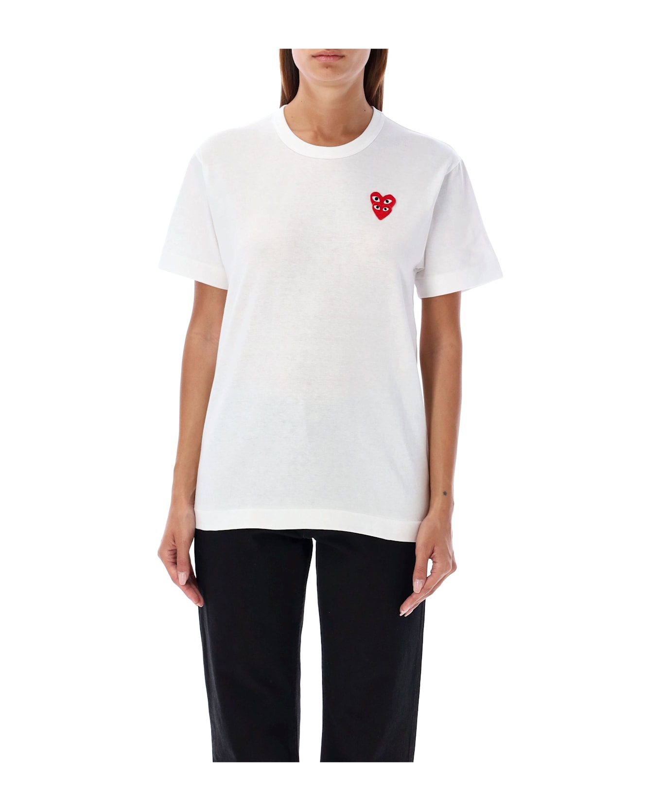Comme des Garçons Play Double Patch T-shirt - WHITE
