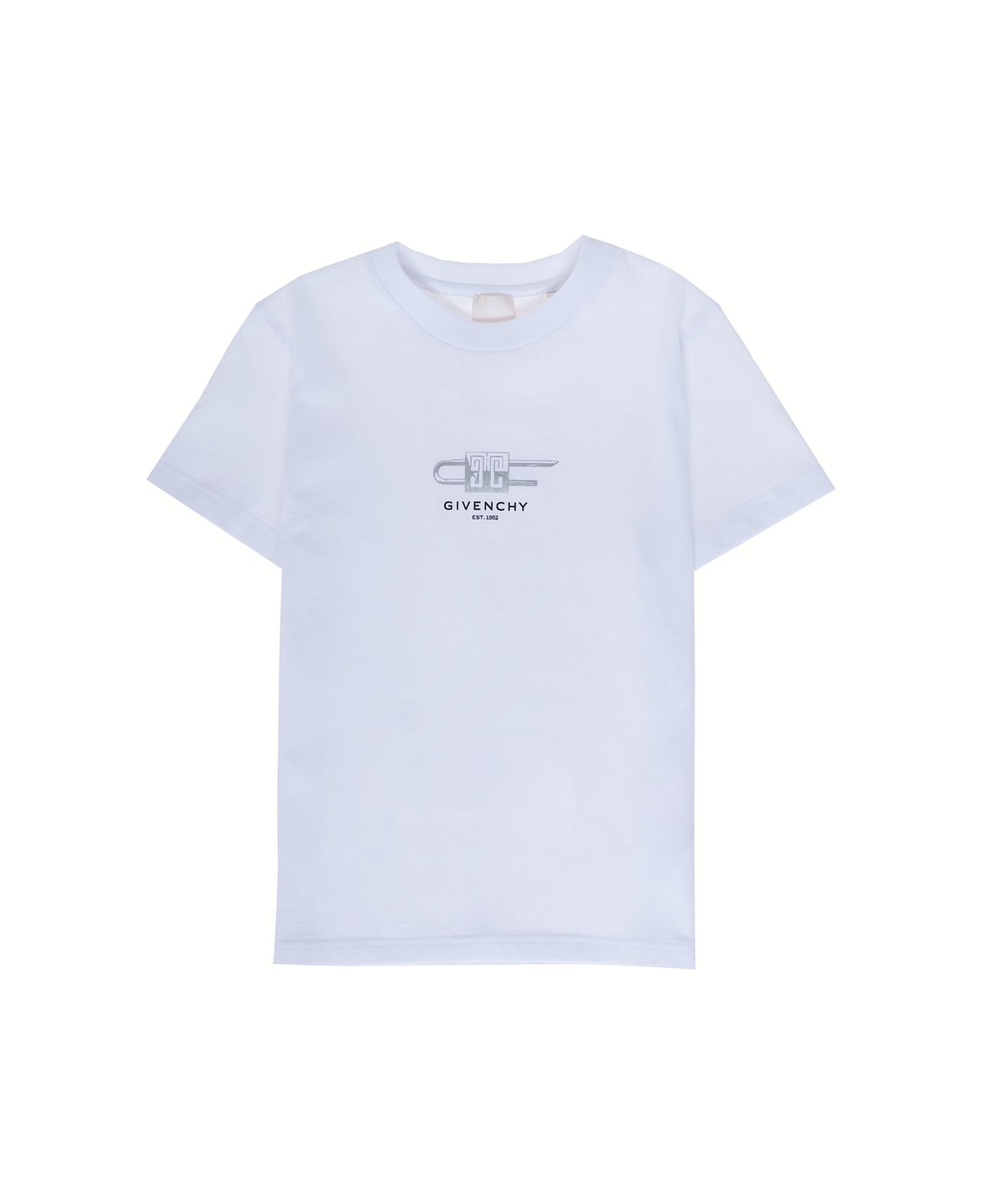 Givenchy Boy Cotton And White T-shirt With Logo Print - White