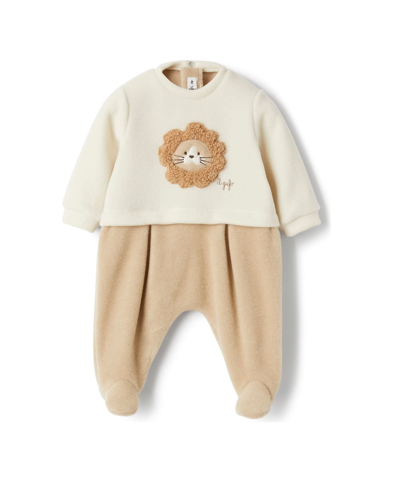 Il Gufo Fleece Sleepsuit With Appliqué - Brown