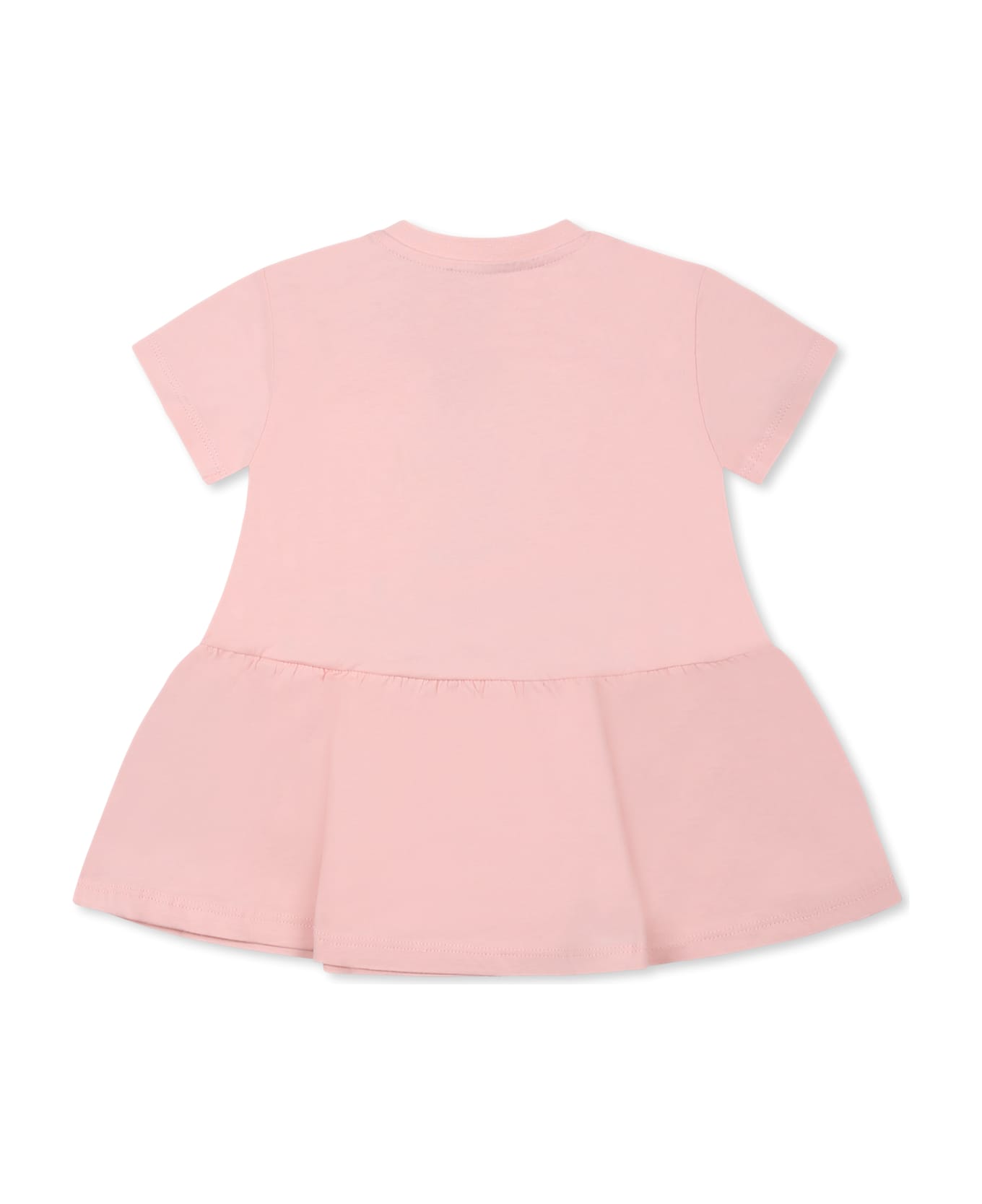 Kenzo Kids Pink Dress For Baby Girl Wih Boke Flower - Pink