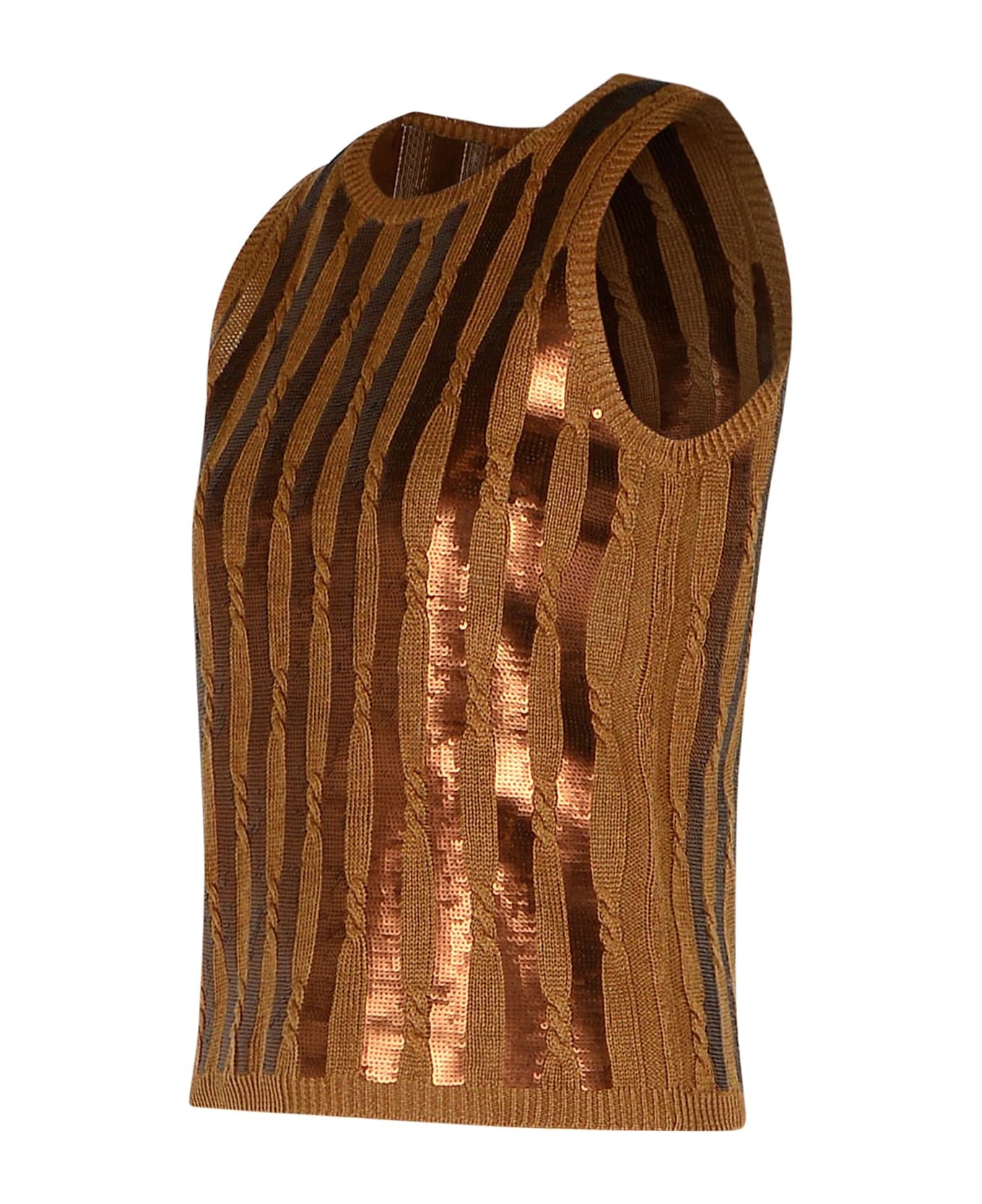 Max Mara 
golia
 Brown Linen Tank Top - Brown