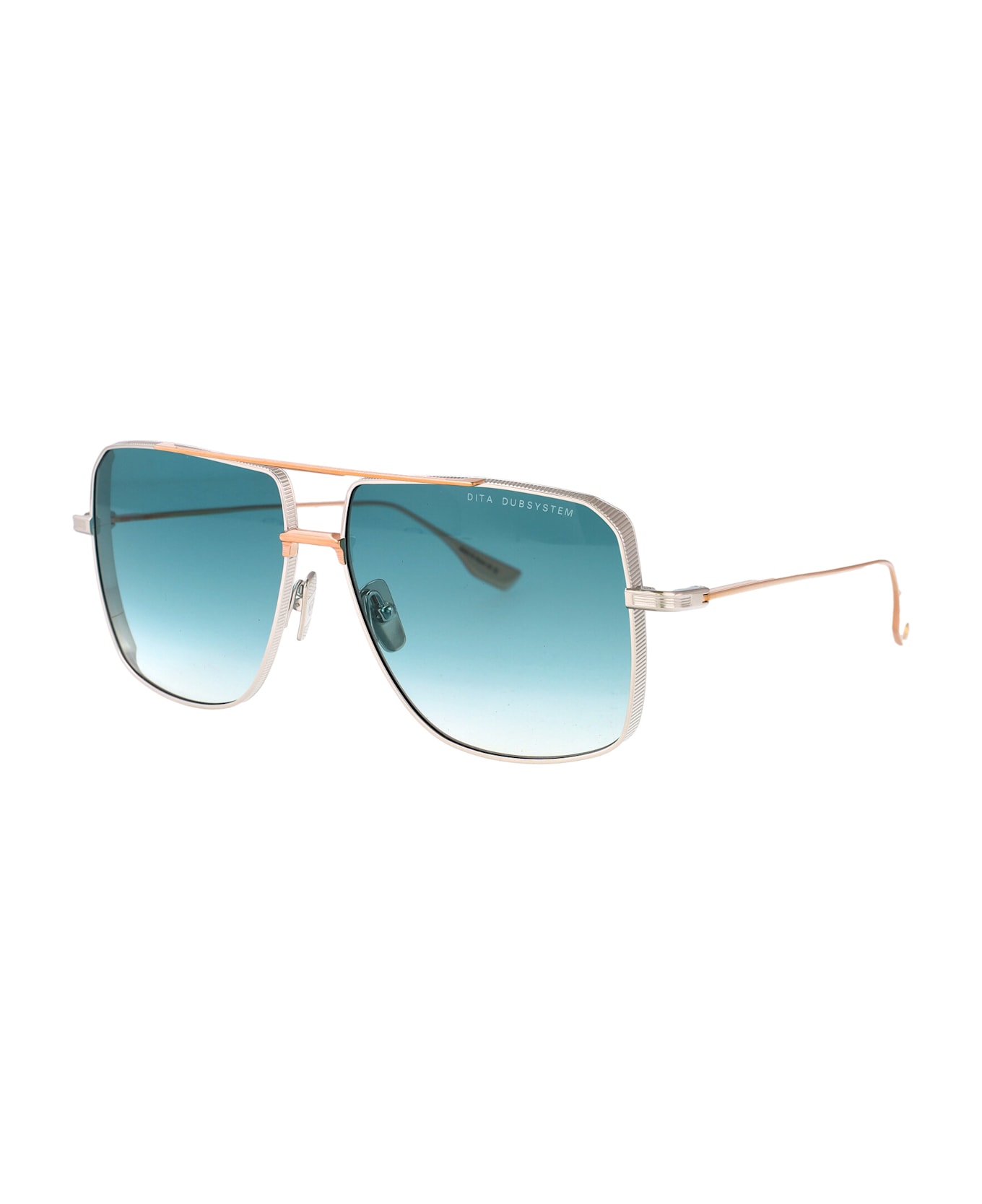 Dita Dubsystem Sunglasses - Silver - Rose Gold w/ Dark Turquoise to Clear Gradient