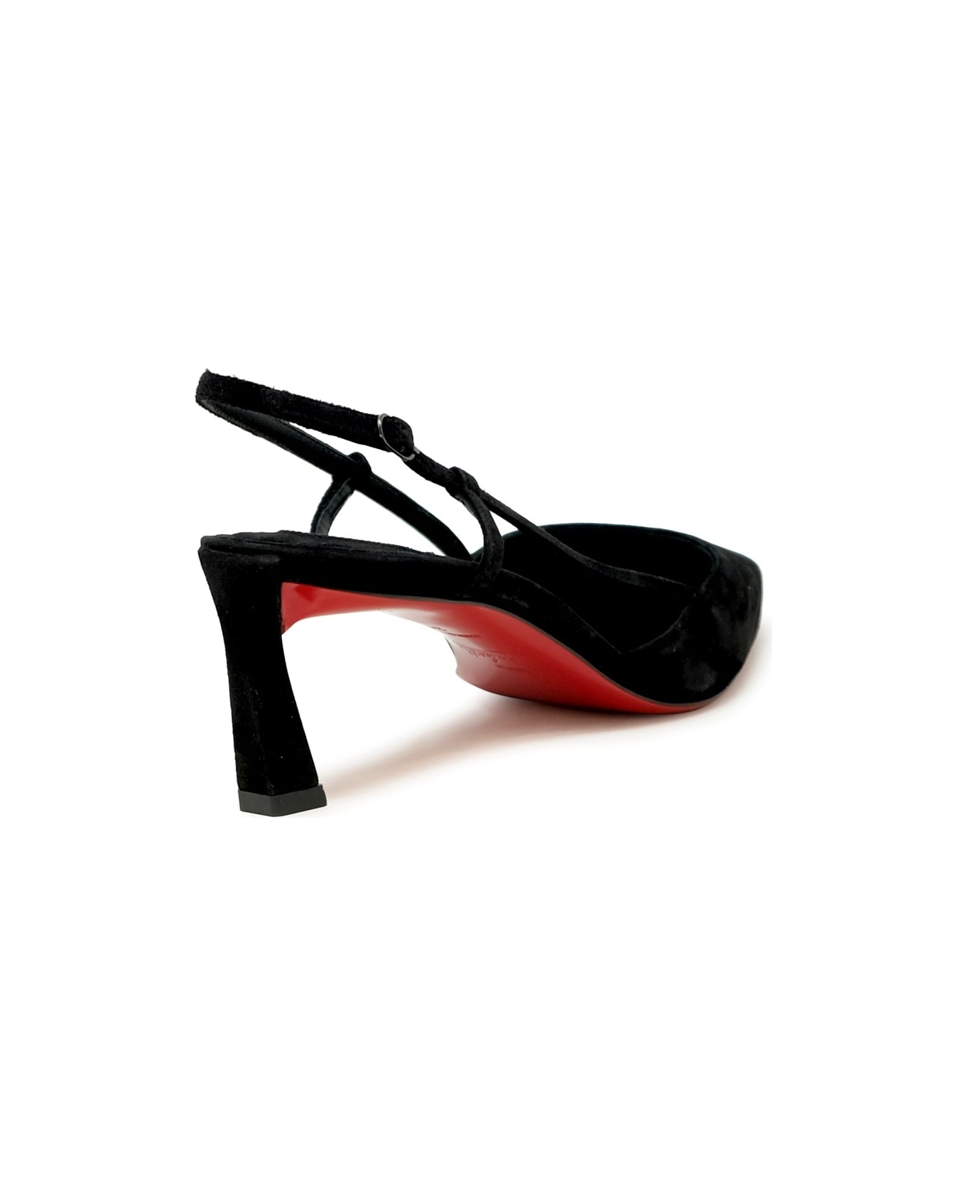 Christian Louboutin Black Veau Velours Condorline 55 Slingback - Black/lin Black