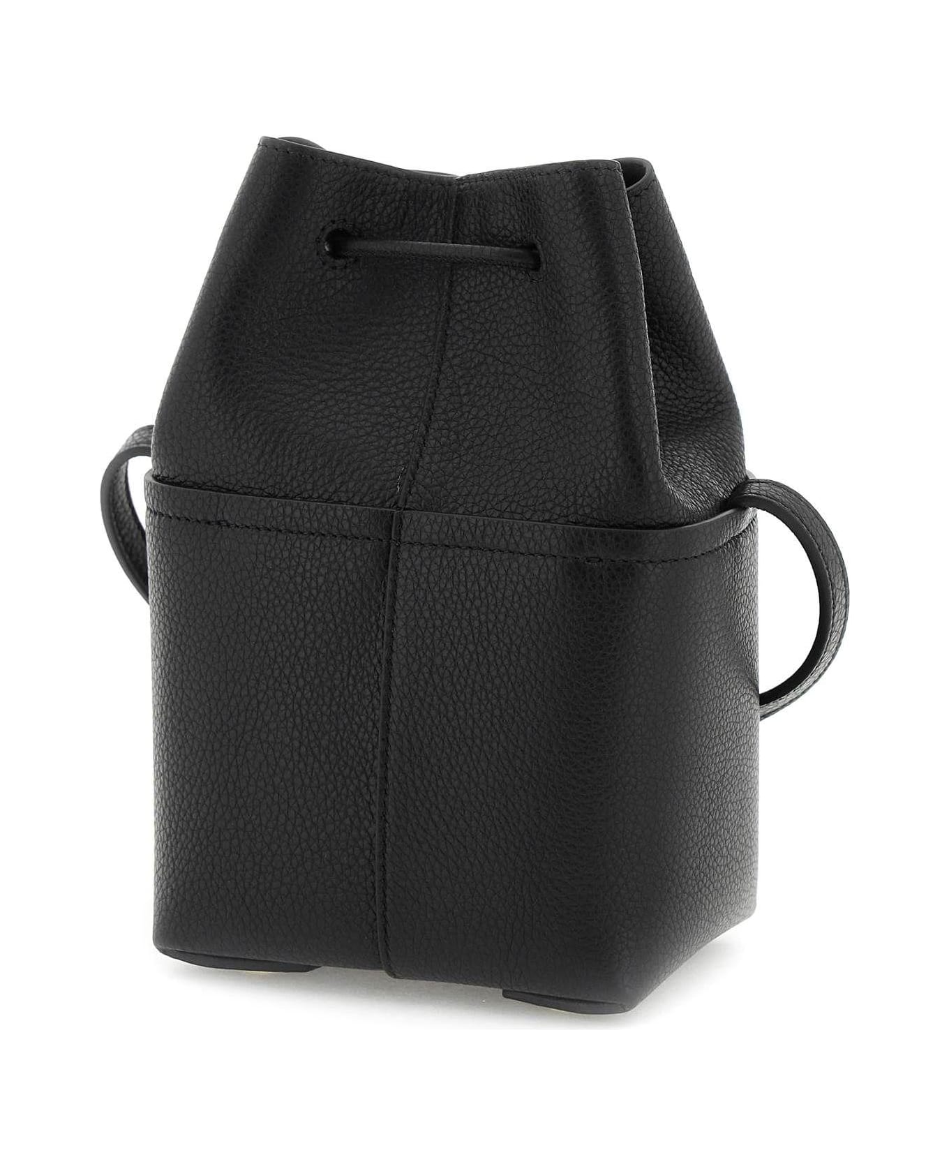 Ferragamo Gancini Mini Crossbody Bucket Bag - Nero