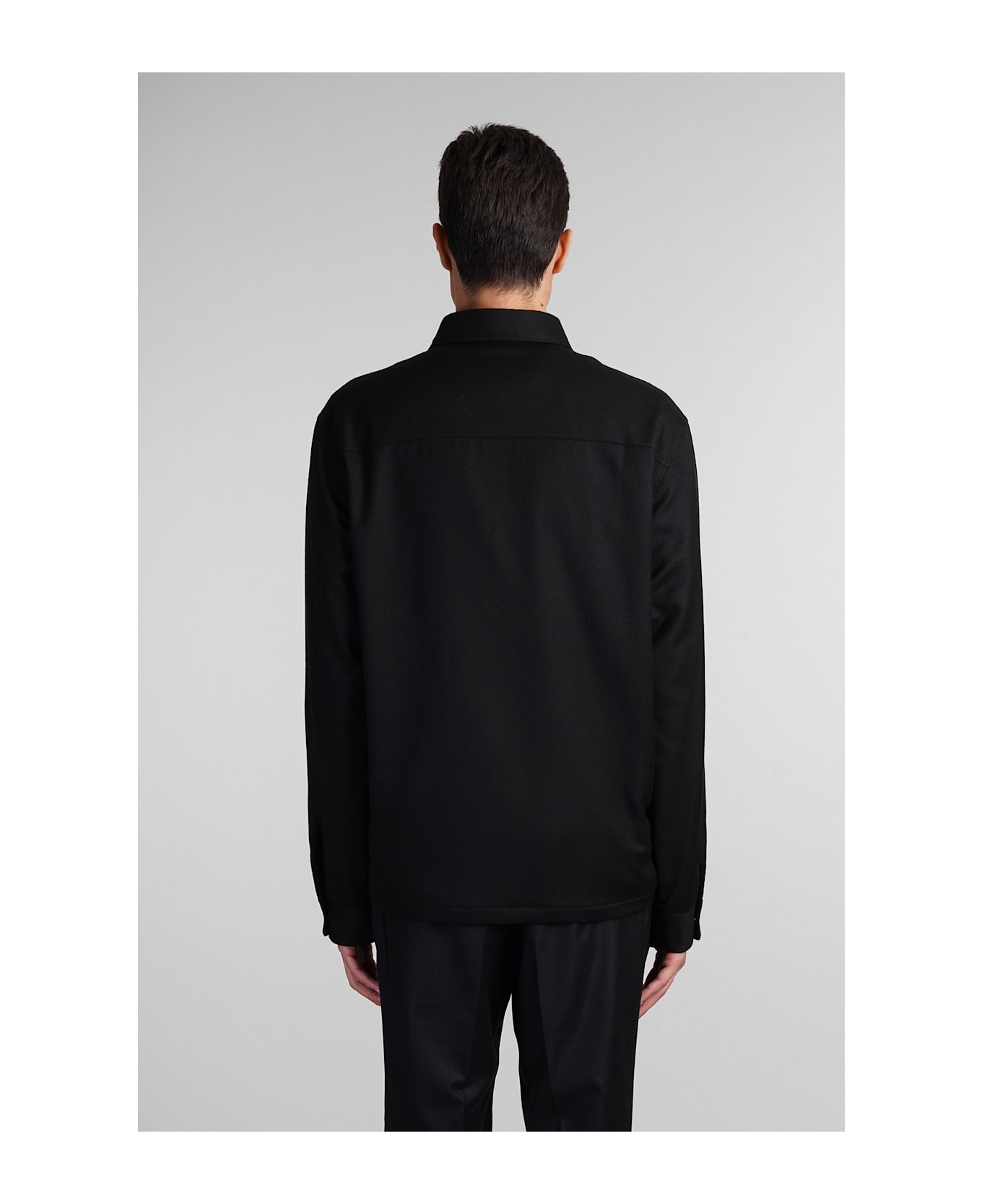 Zegna Casual Jacket In Black Wool - black