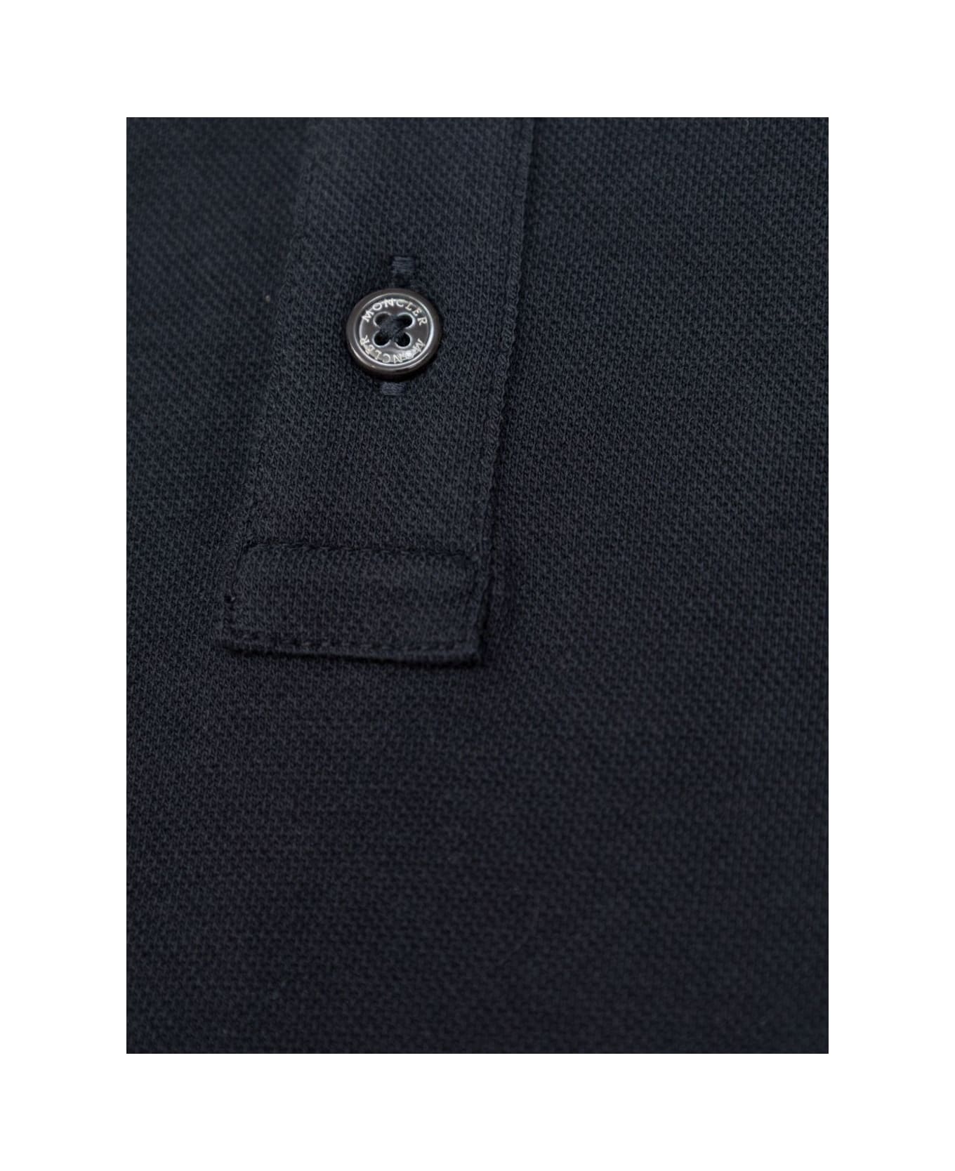 Moncler Enfant Cotton Pique Onesie With Tricolor Hem - Blue