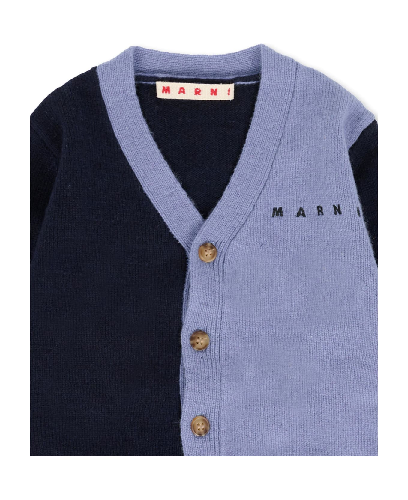 Marni Blue Cardigan For Baby Boy With Logo - Blue