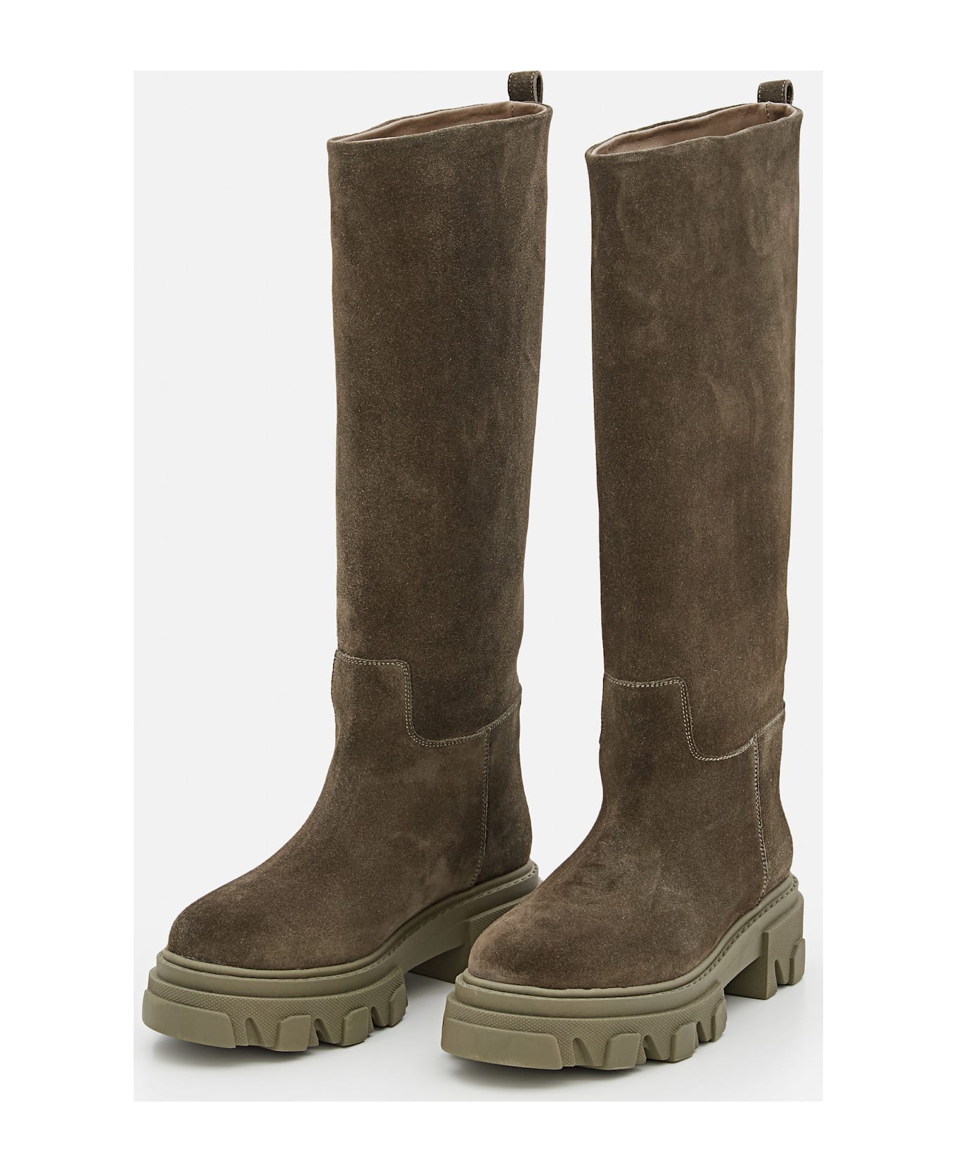 GIA BORGHINI Stivali Combat In Suede - Green