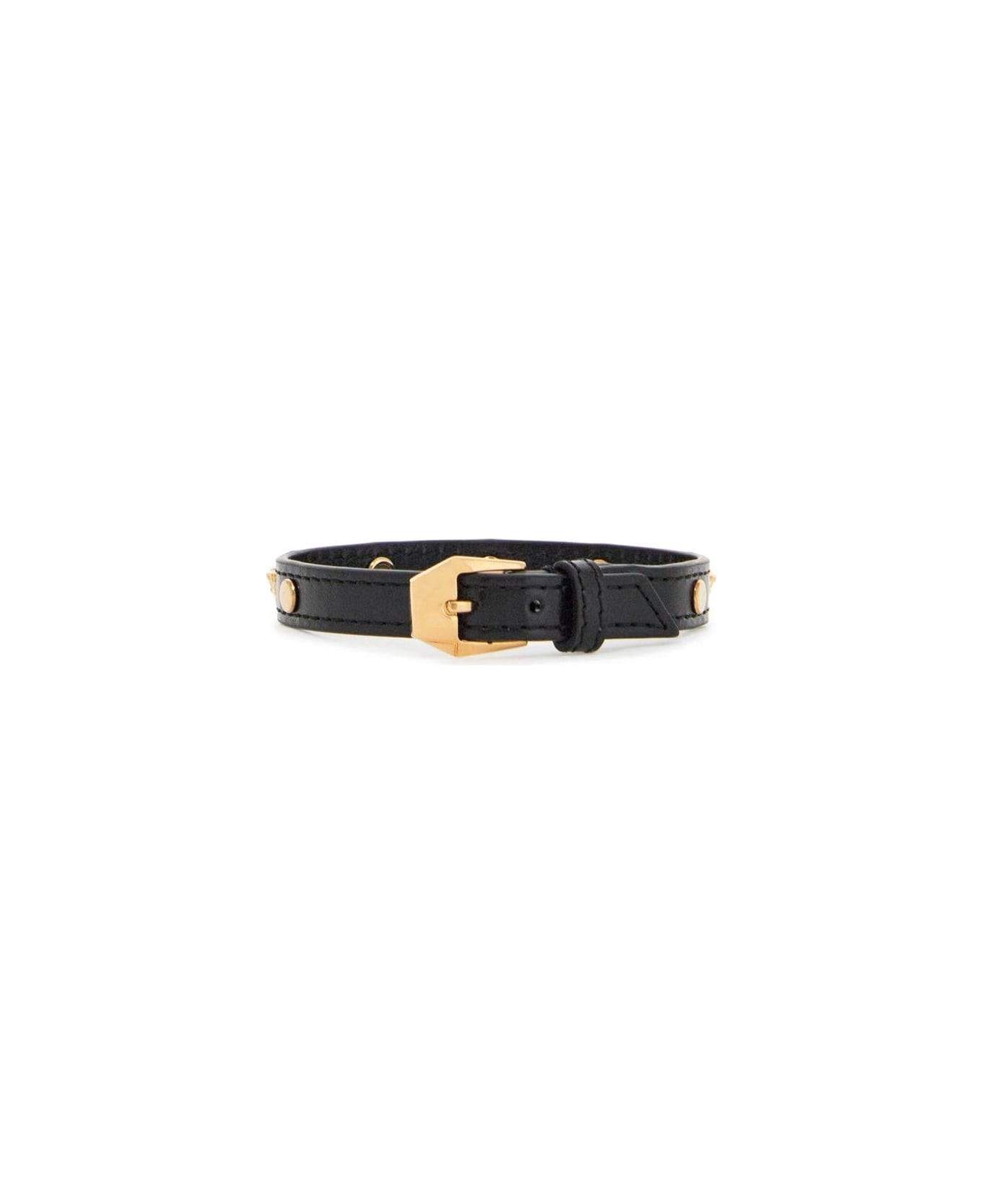 Versace Medusa Studded Leather Bracelet - Nero