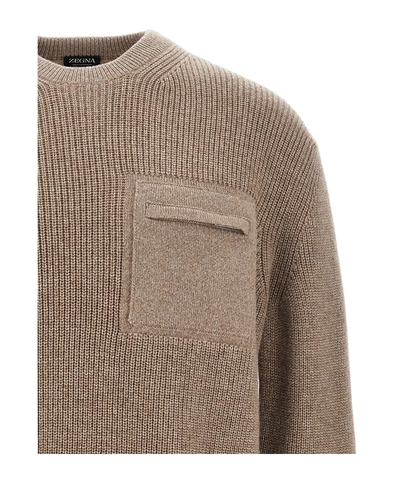 Zegna Zip Pocket Sweater - Beige