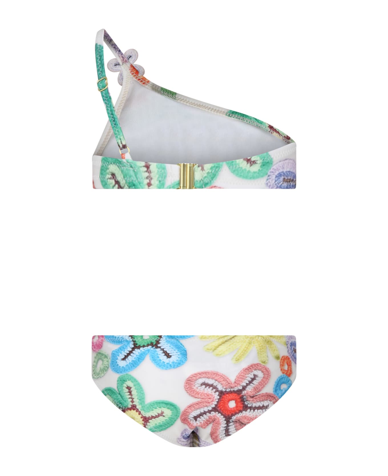 Molo Ivory Bikini For Girl With Flowers Print - Multicolor