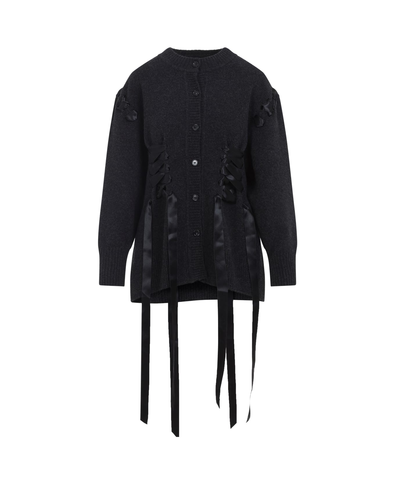 Simone Rocha Sculpted Ribbon Corset Cardigan - Charcoal