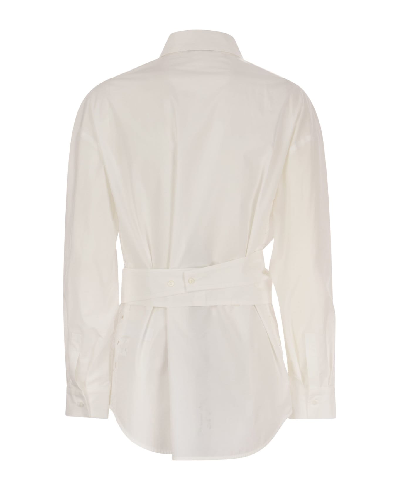 Fabiana Filippi Shirt With Embroidery And Belt - White シャツ