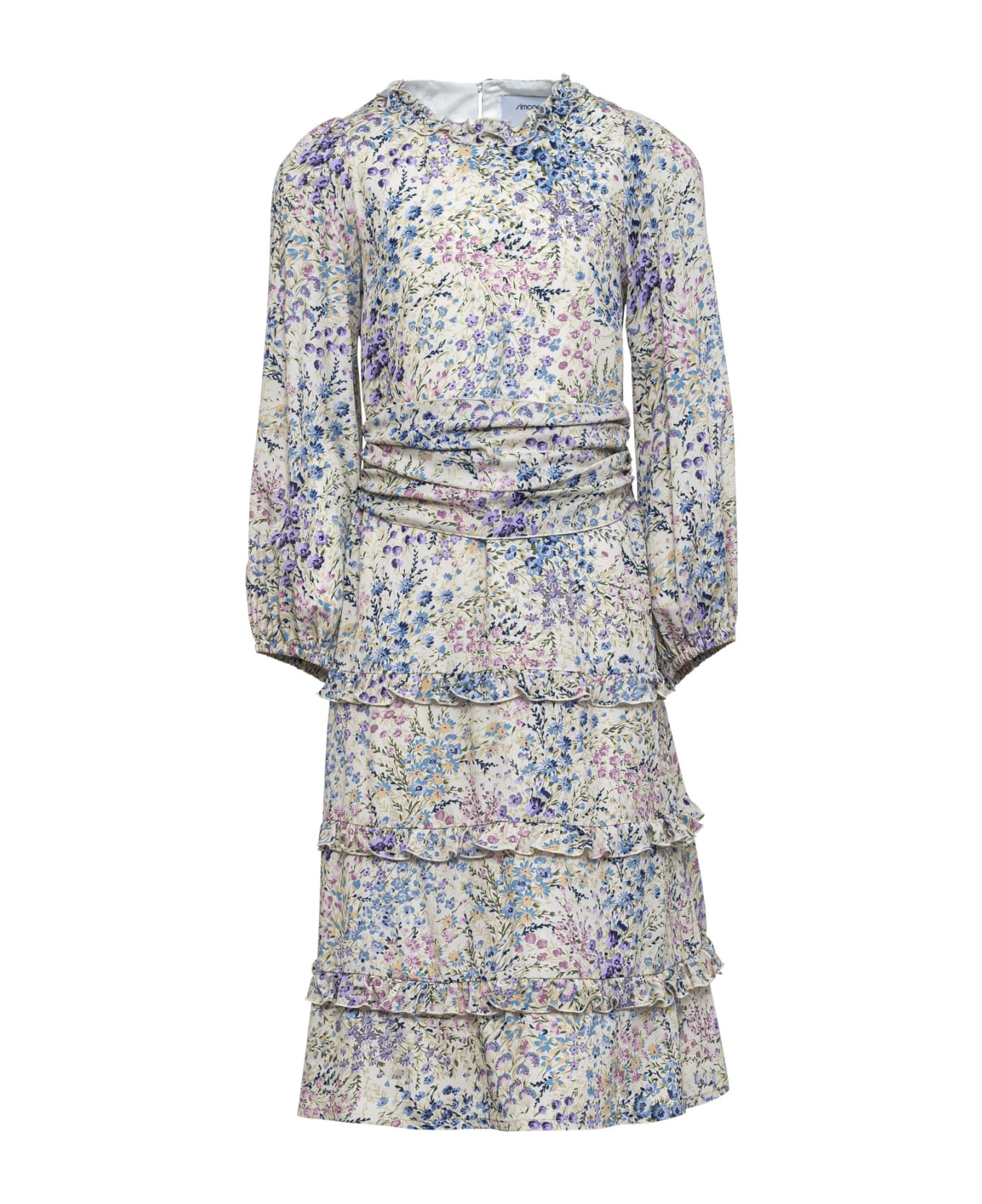 Simonetta Long Dress With Floral Print - Multicolor