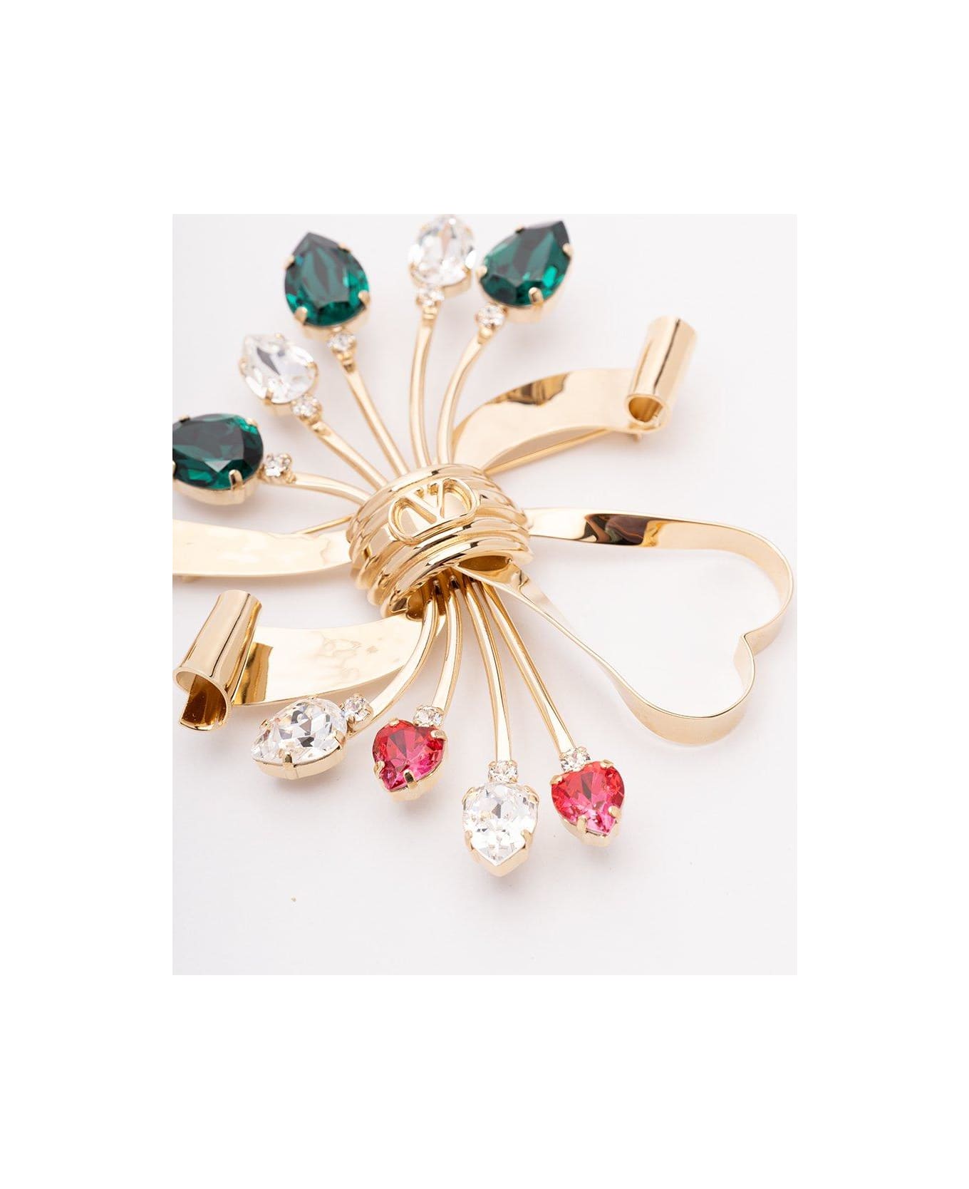 Valentino Garavani Crystal Embellished Brooch - GOLD