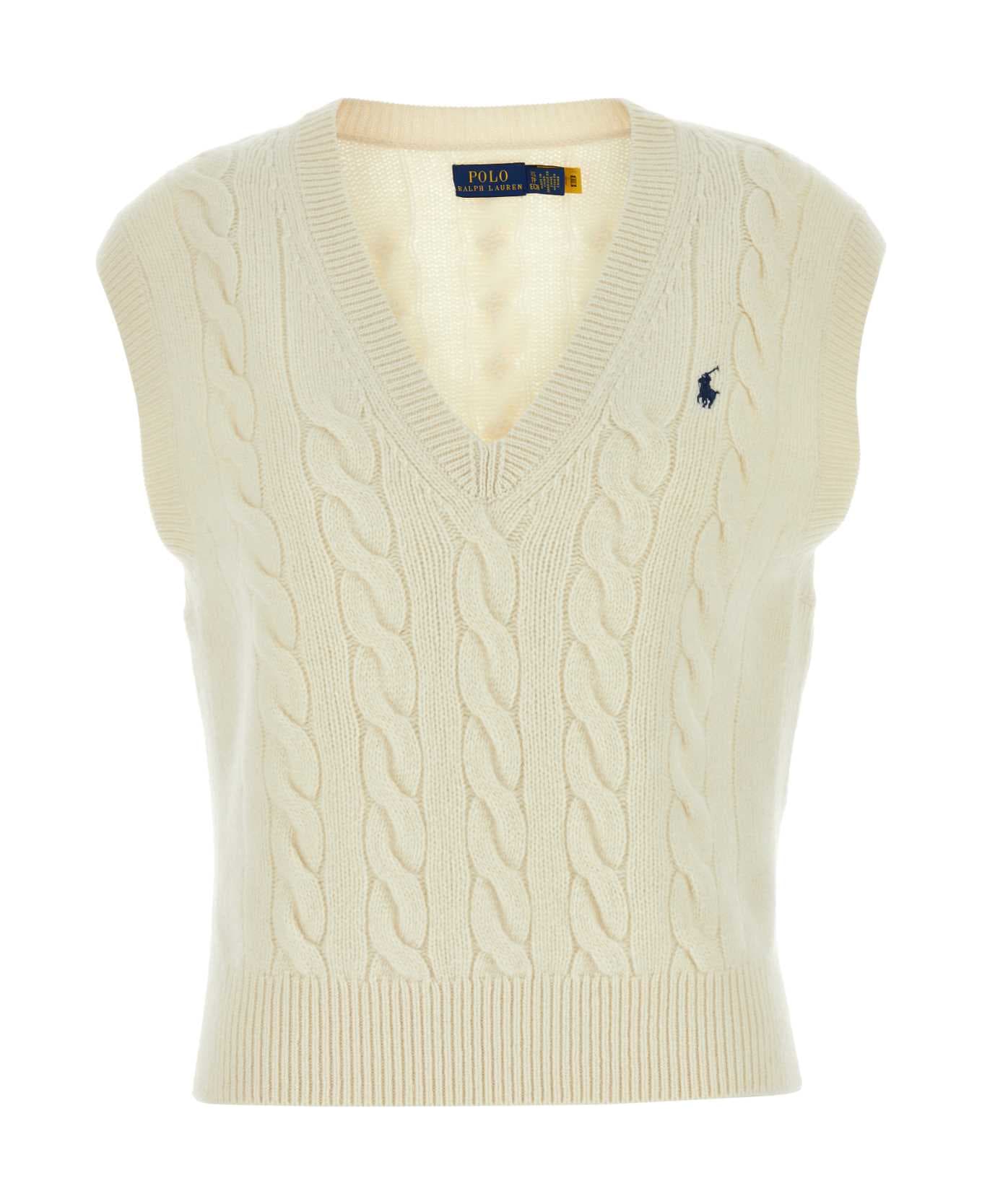 Ralph Lauren Ivory Wool Blend Oversize Vest - NEUTRALS